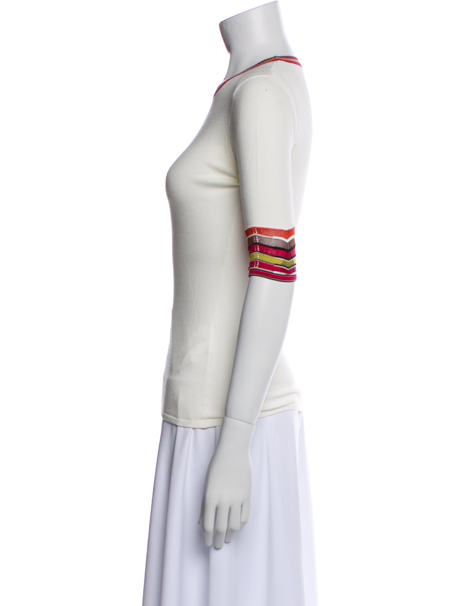 M Missoni Crew Neck Three-Quarter Sleeve T-Shirt