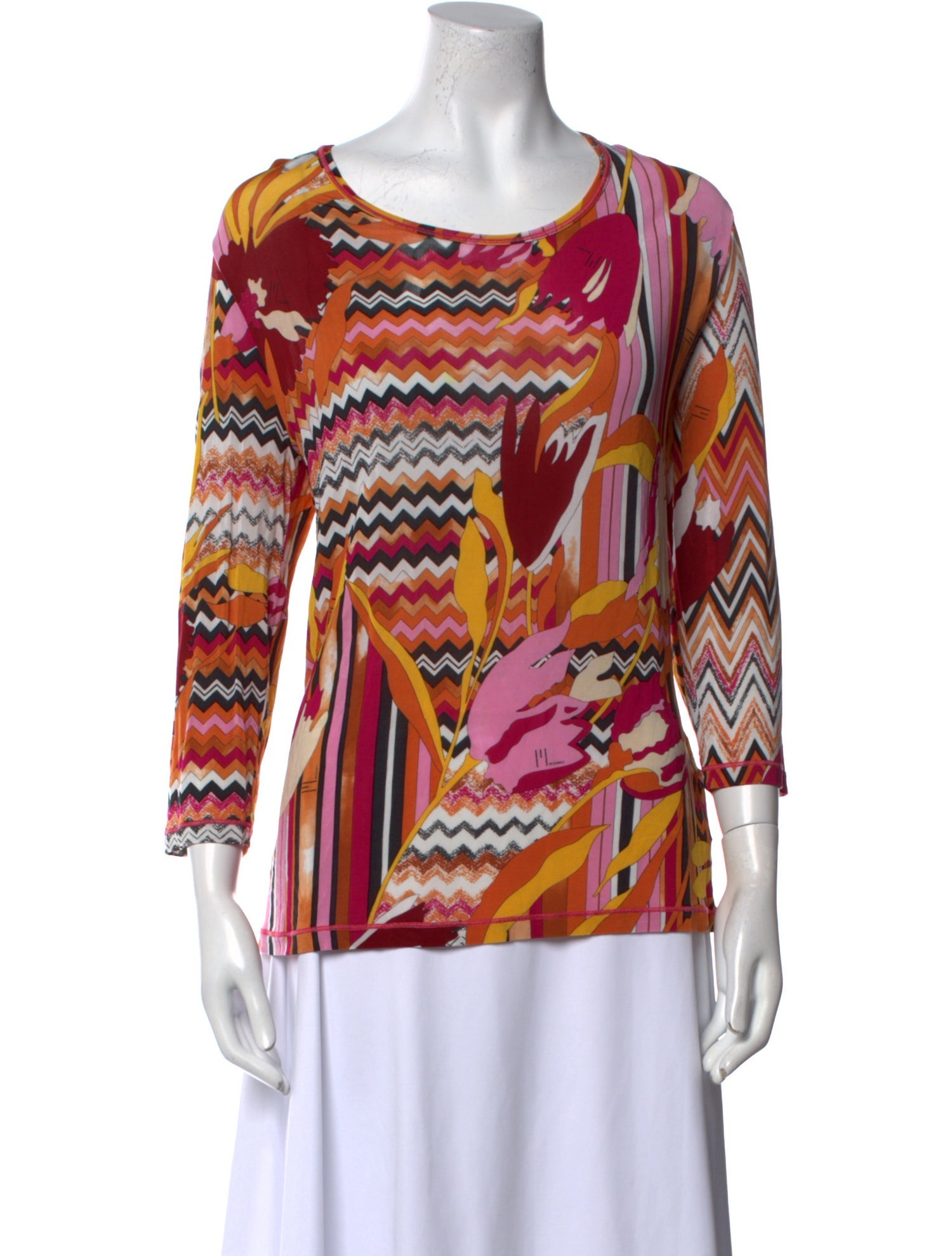 M Missoni Printed Scoop Neck Blouse