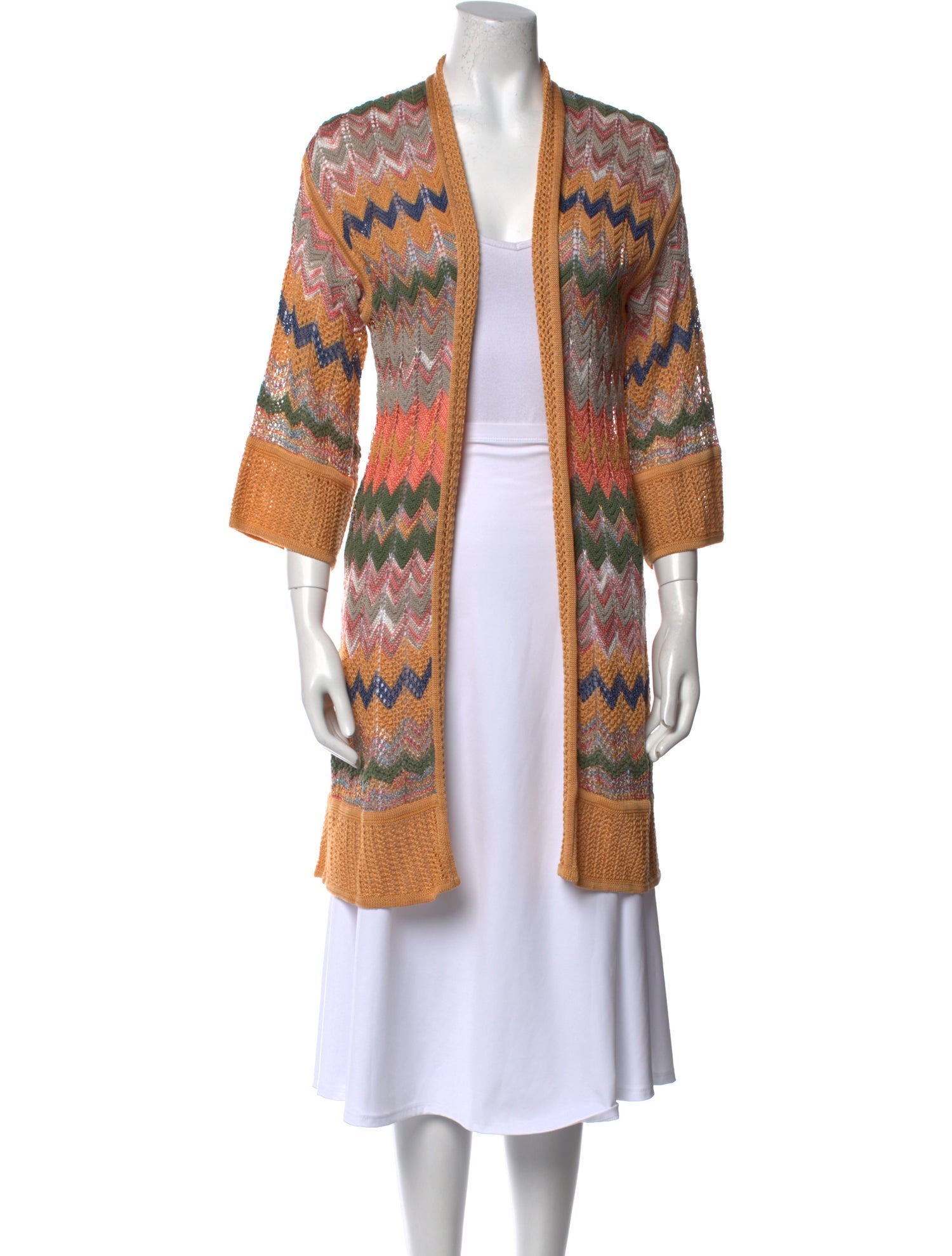 M Missoni Striped Open Front Sweater