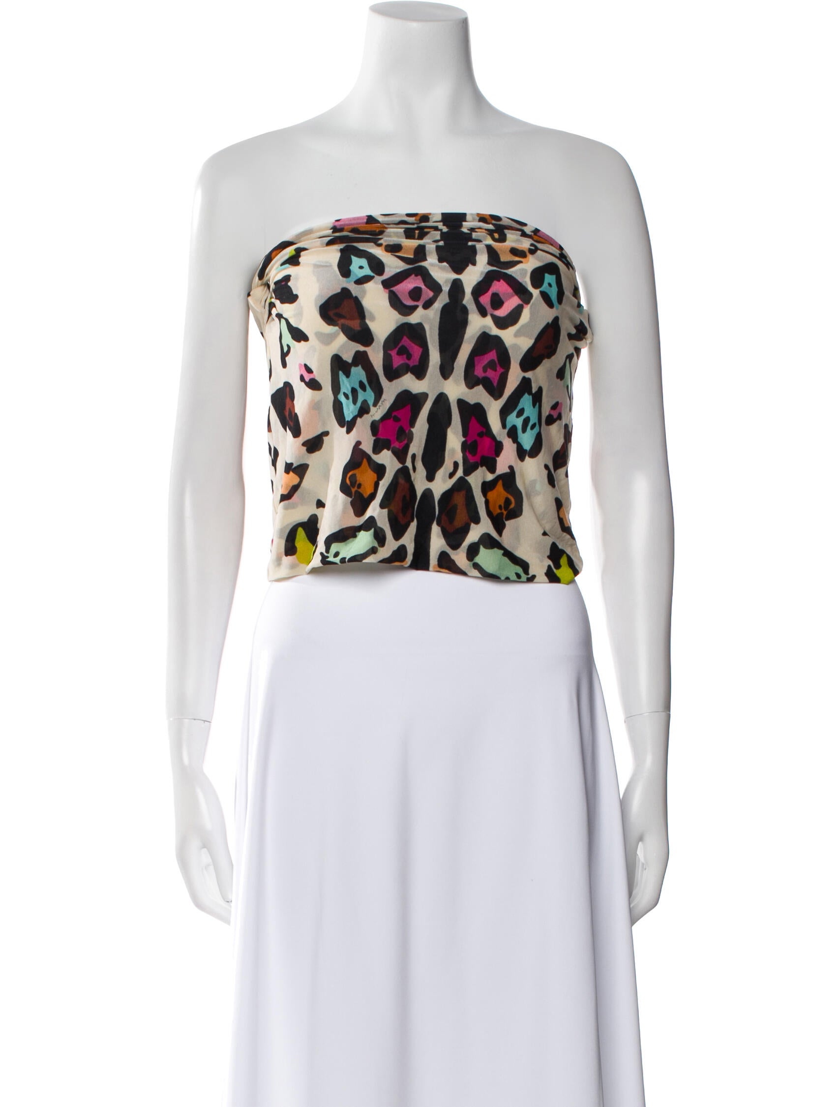 M Missoni Floral Print Strapless Crop Top