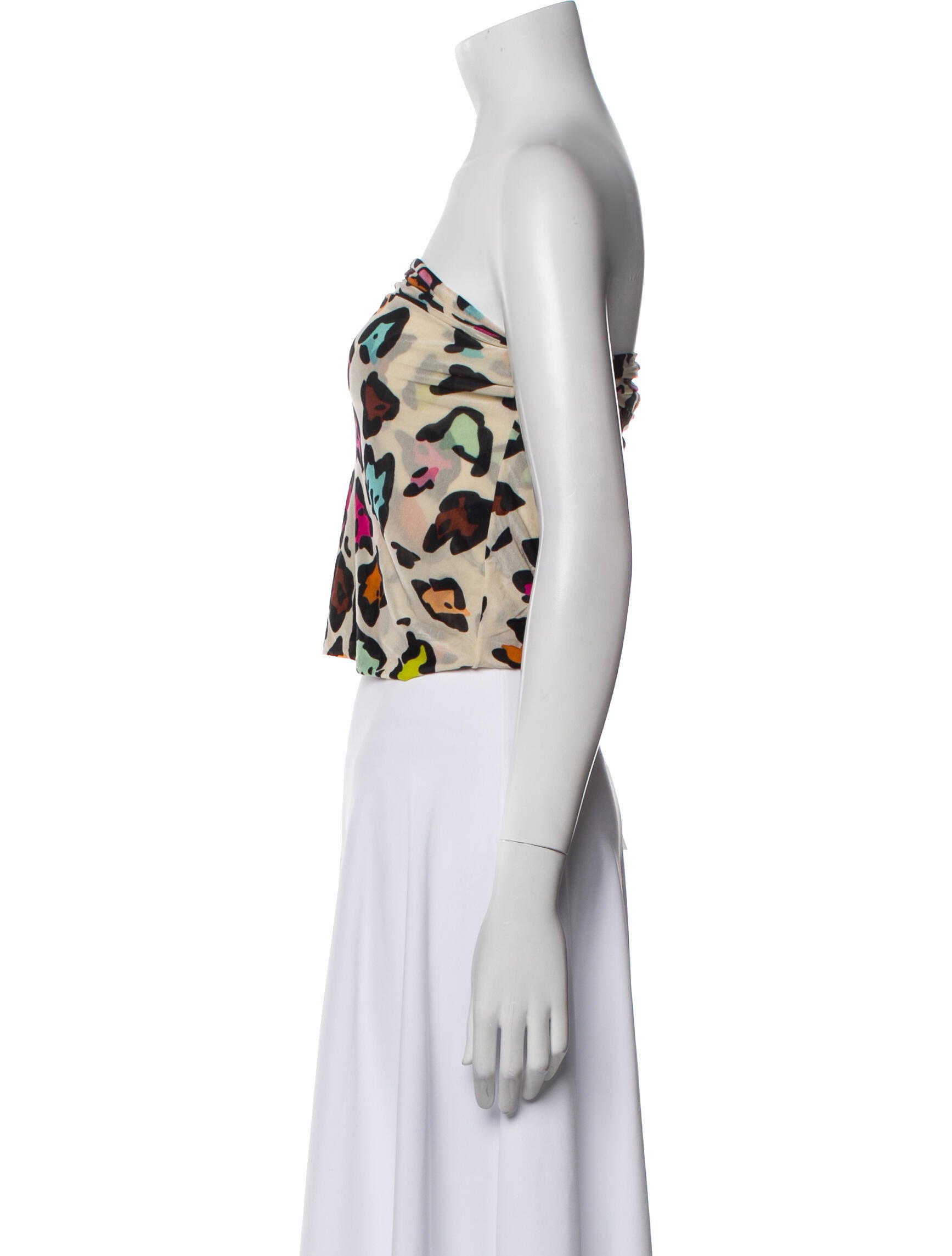 M Missoni Floral Print Strapless Crop Top