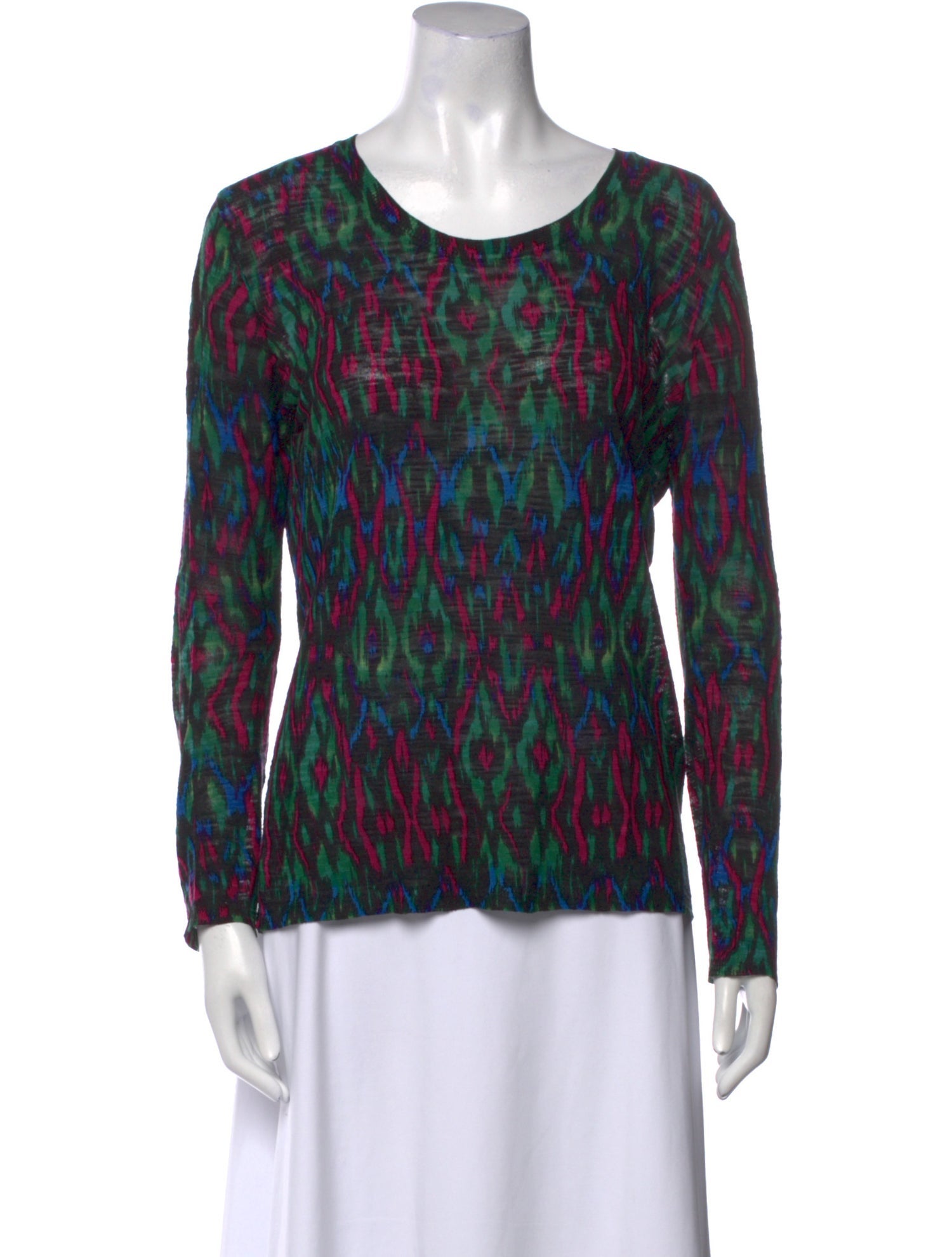 M Missoni Animal Print Scoop Neck Blouse