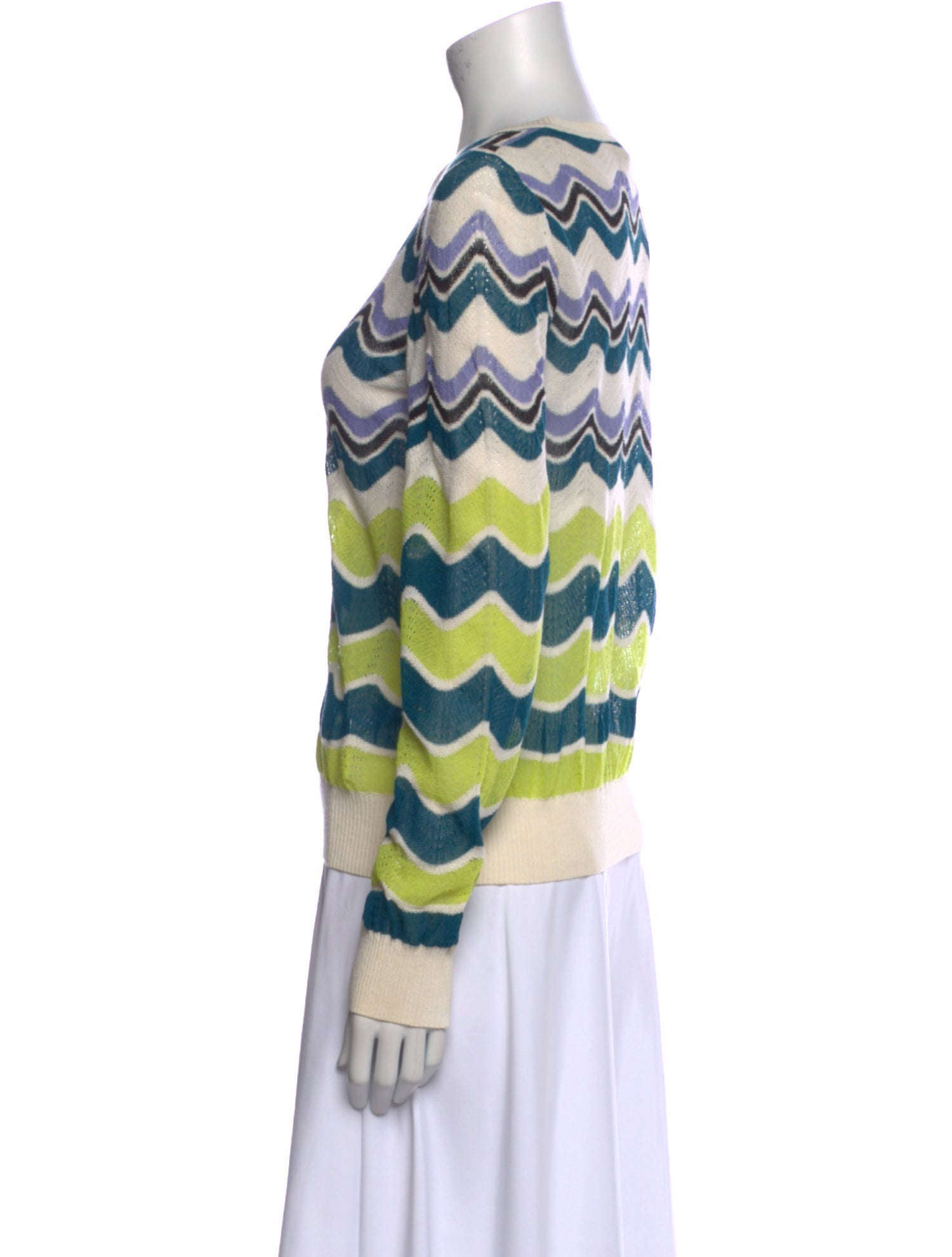 M Missoni Striped Crew Neck Sweater