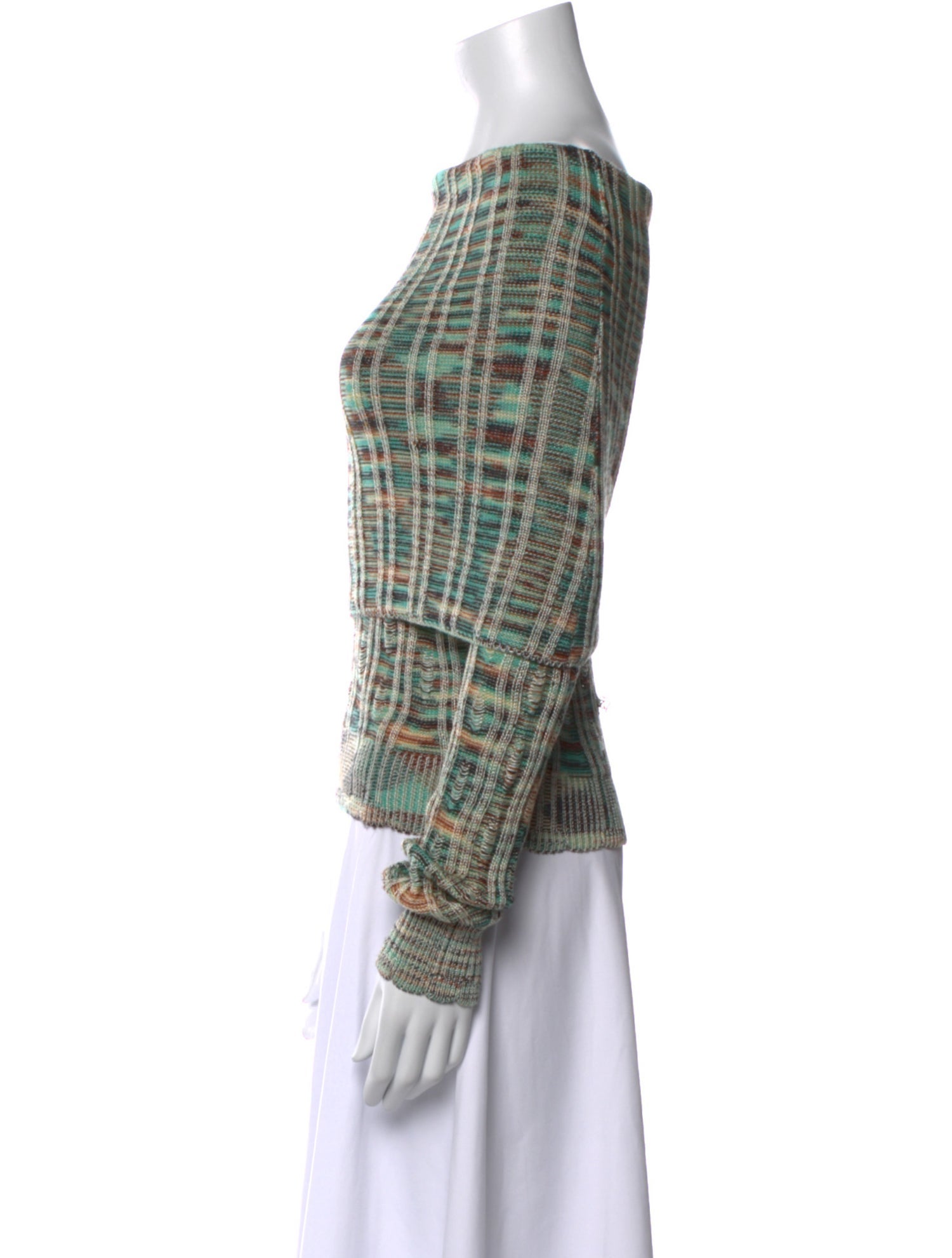 M Missoni Plaid Print Off-The-Shoulder Top