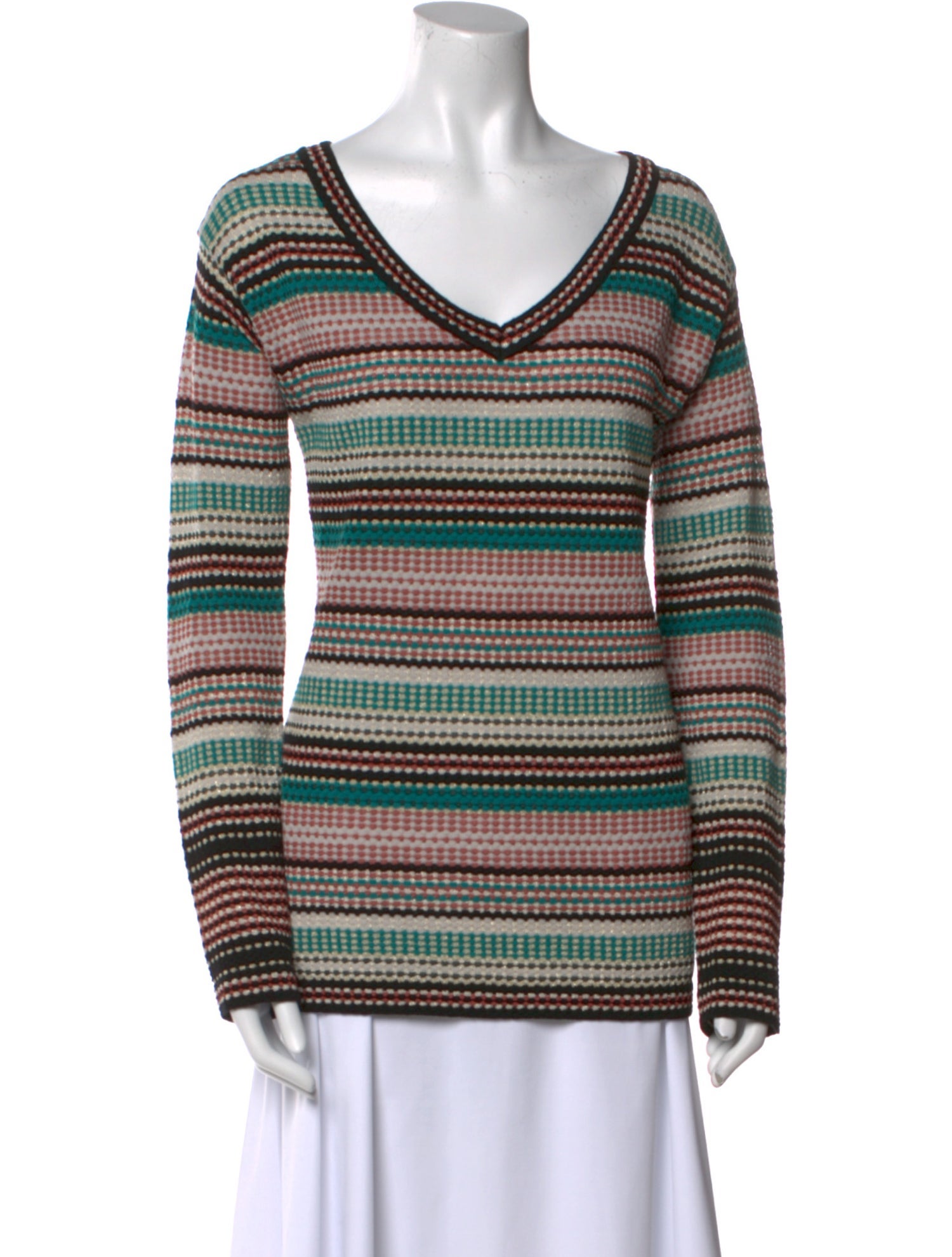 M Missoni Striped V-Neck Top