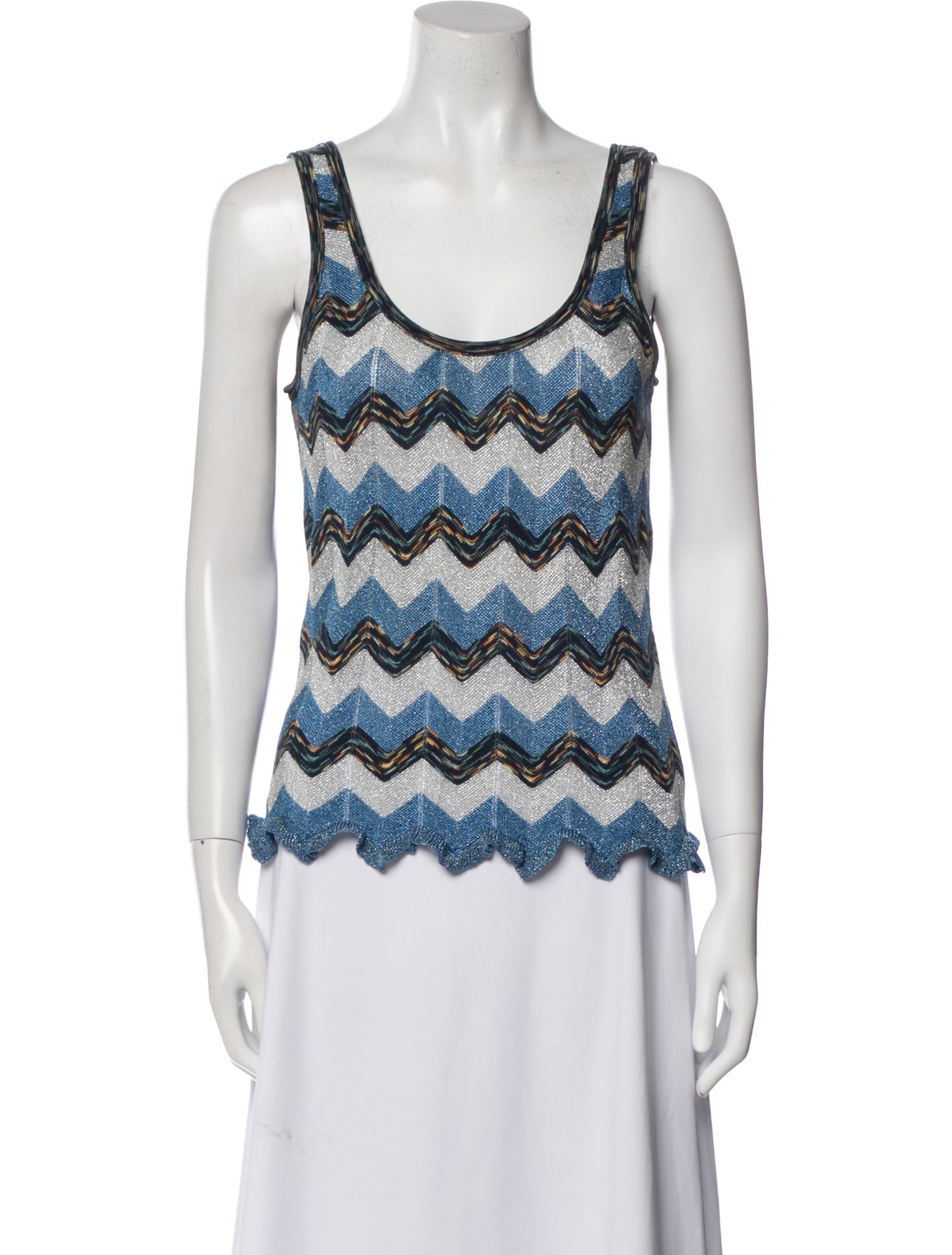M Missoni Striped Scoop Neck Top