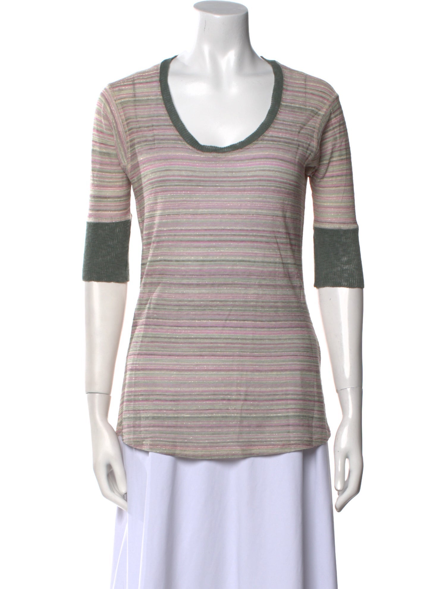 M Missoni Linen Striped T-Shirt w/ Tags