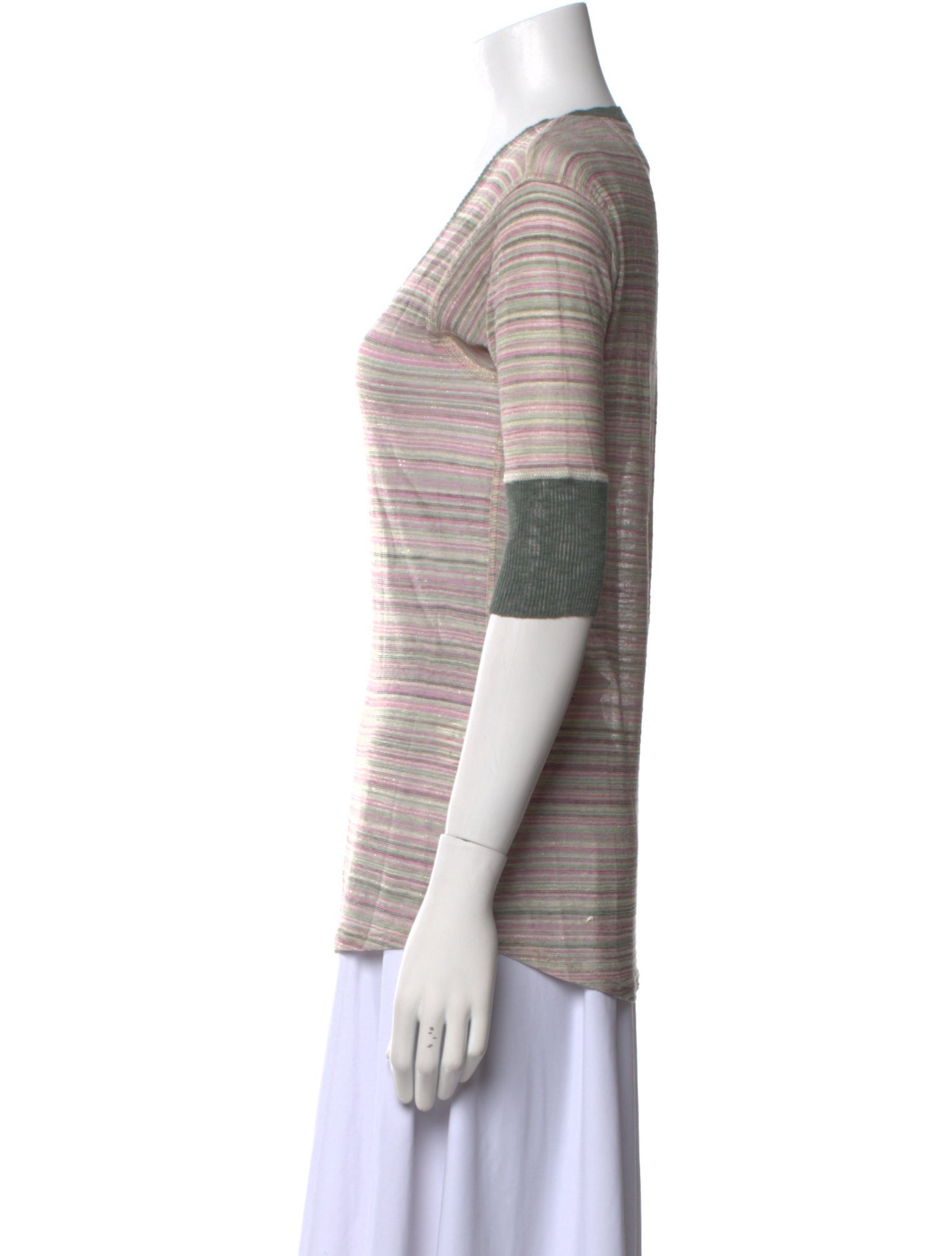 M Missoni Linen Striped T-Shirt w/ Tags