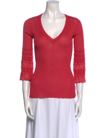 M Missoni V-Neck Three-Quarter Sleeve Top