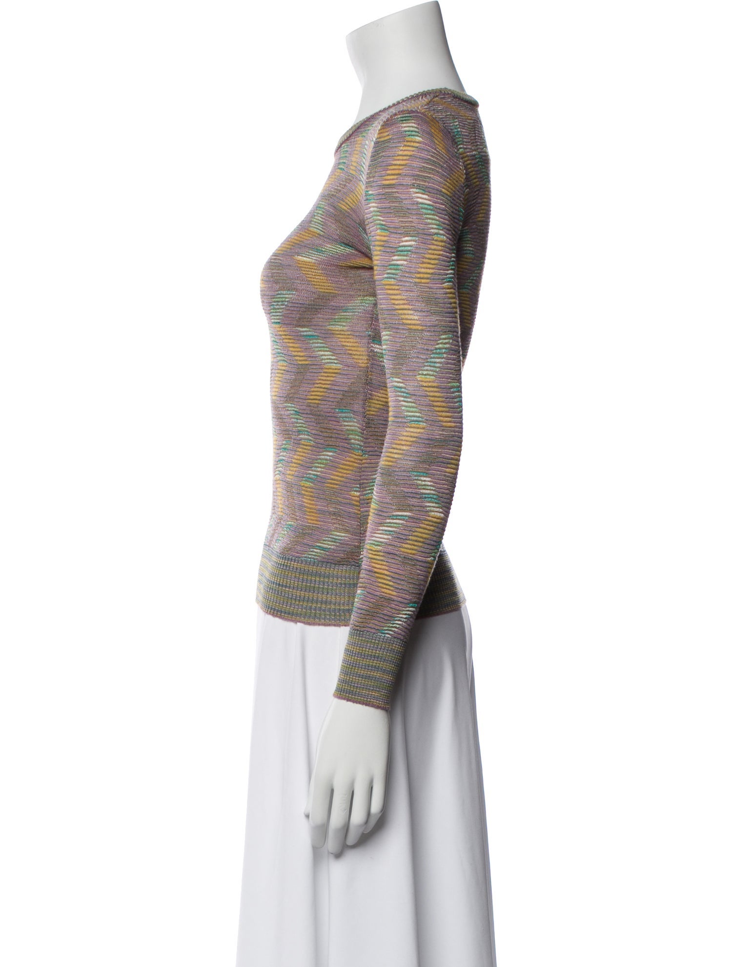 M Missoni Printed Bateau Neckline Top