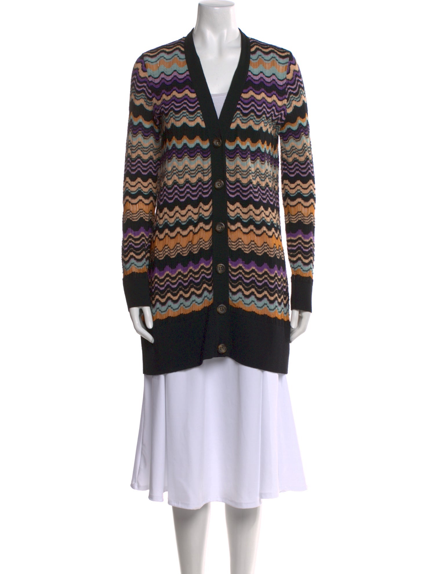 M Missoni Striped V-Neck Sweater