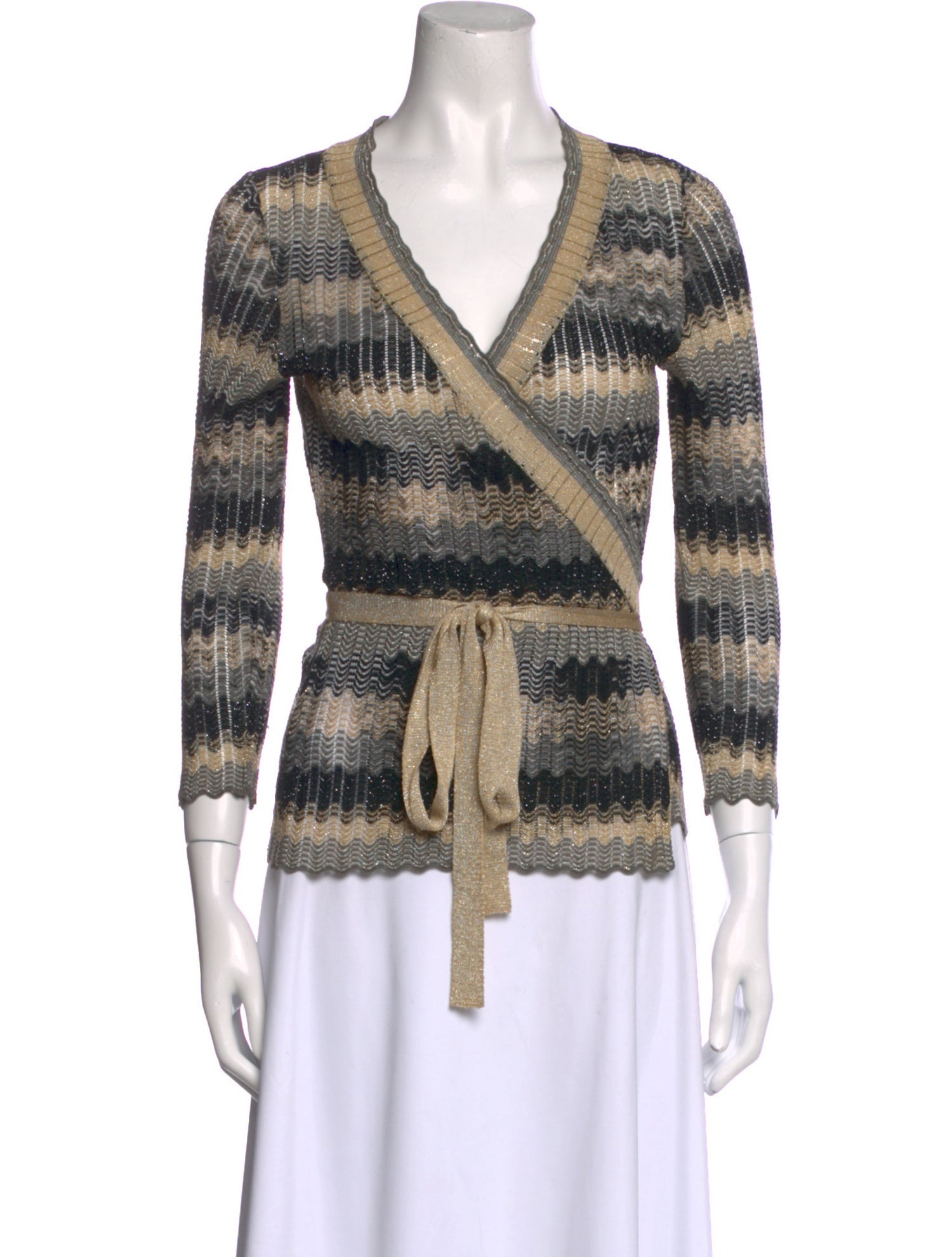 M Missoni Striped V-Neck Sweater