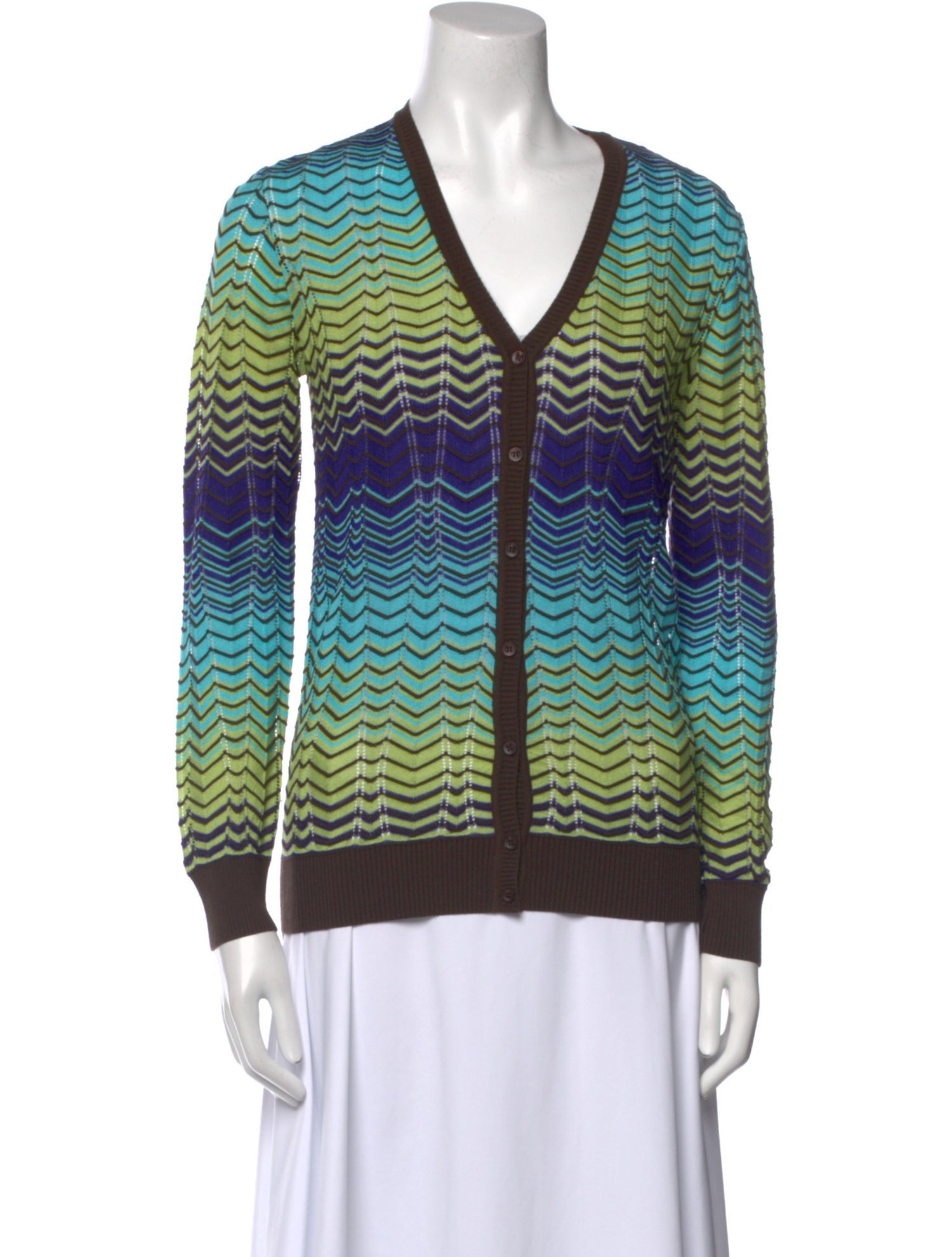 M Missoni Striped V-Neck Sweater