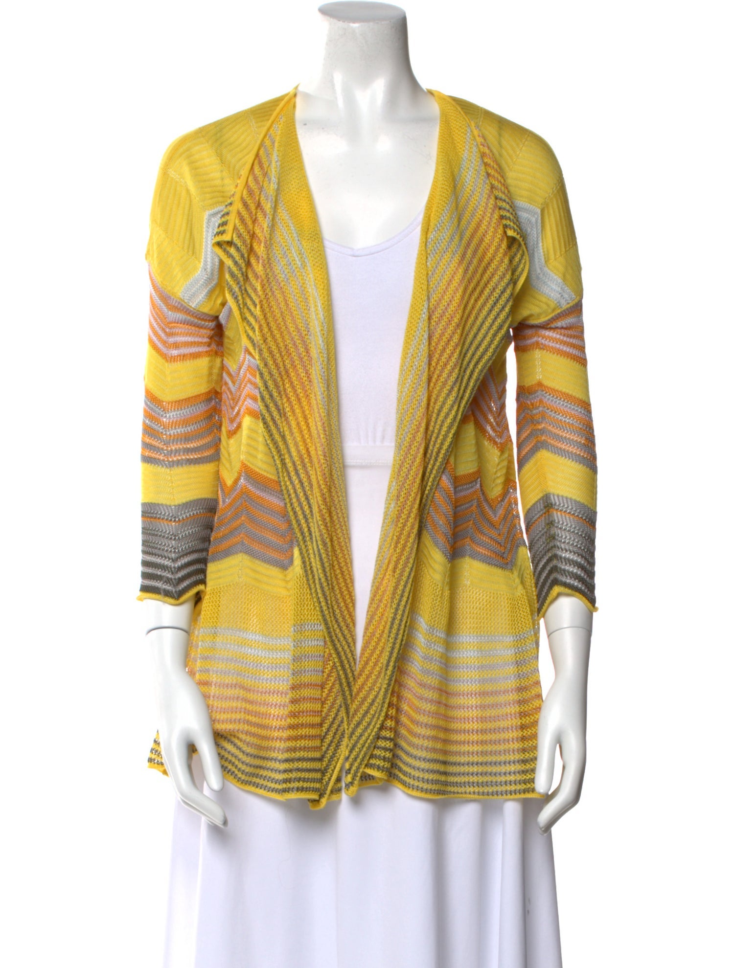 M Missoni Striped Open Front Sweater