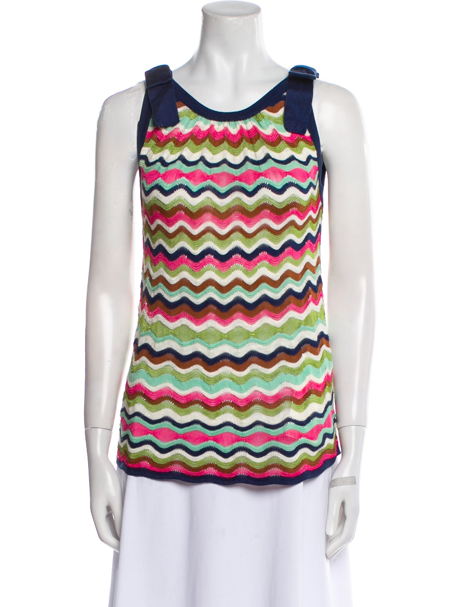 M Missoni Striped Scoop Neck Top