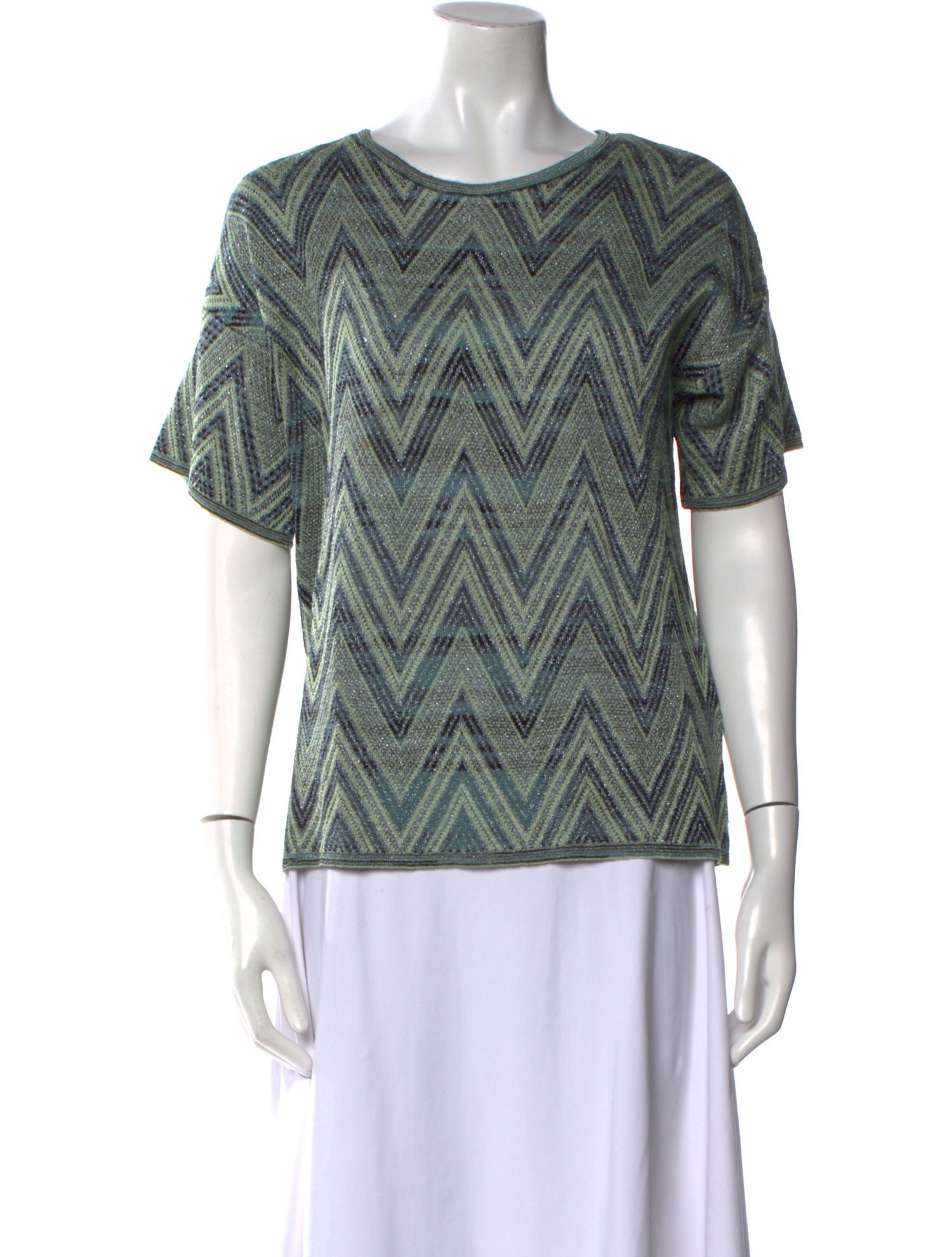 M Missoni Printed Bateau Neckline T-Shirt