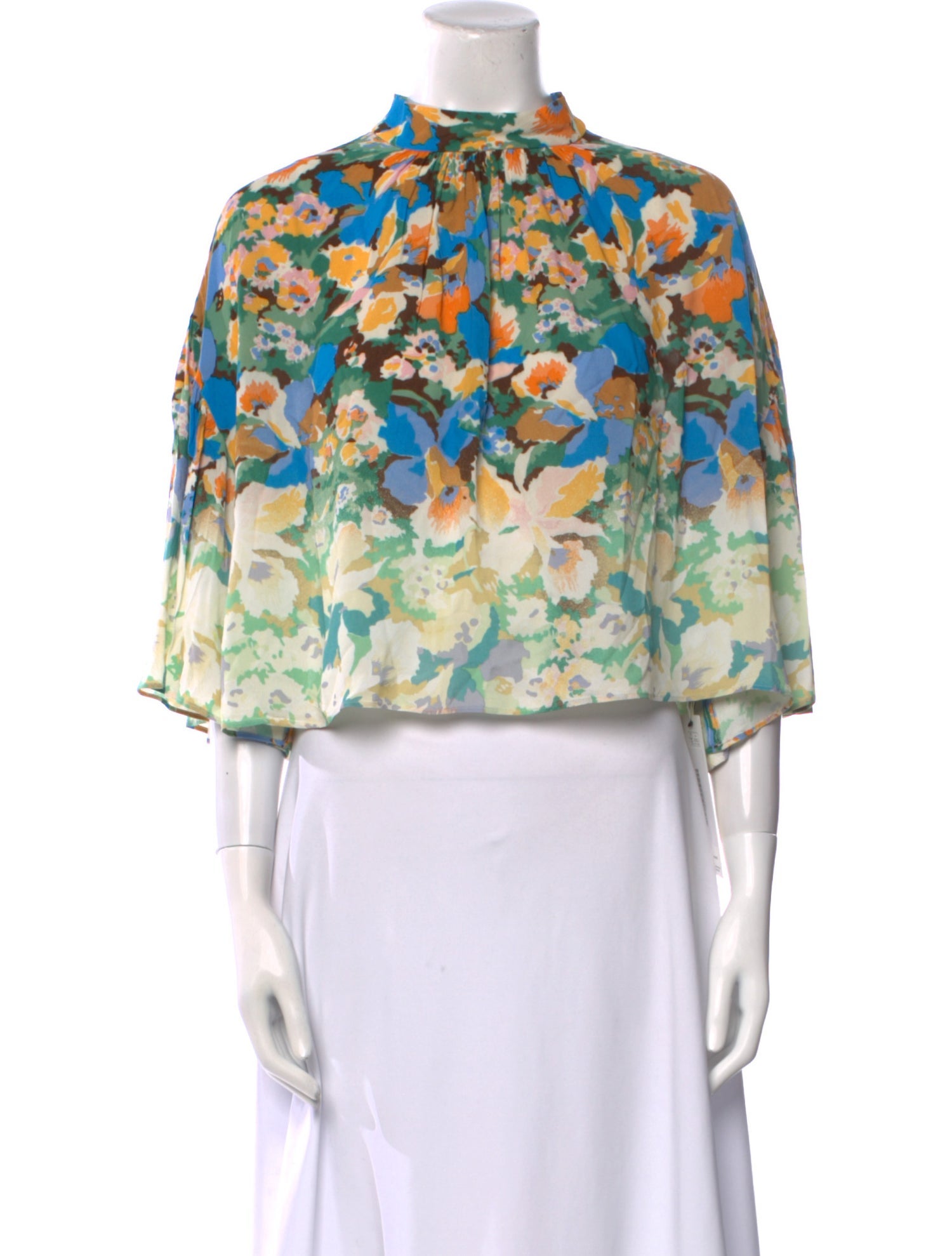 M Missoni Floral Print Mock Neck Crop Top