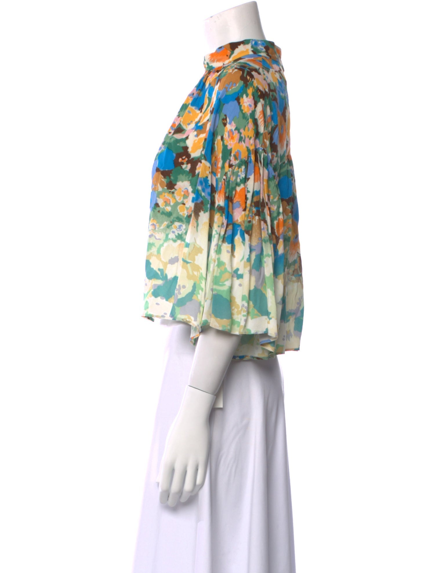 M Missoni Floral Print Mock Neck Crop Top