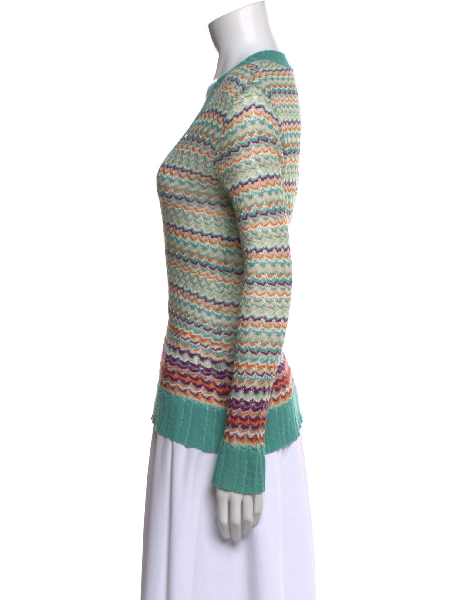 M Missoni Striped V-Neck Sweater