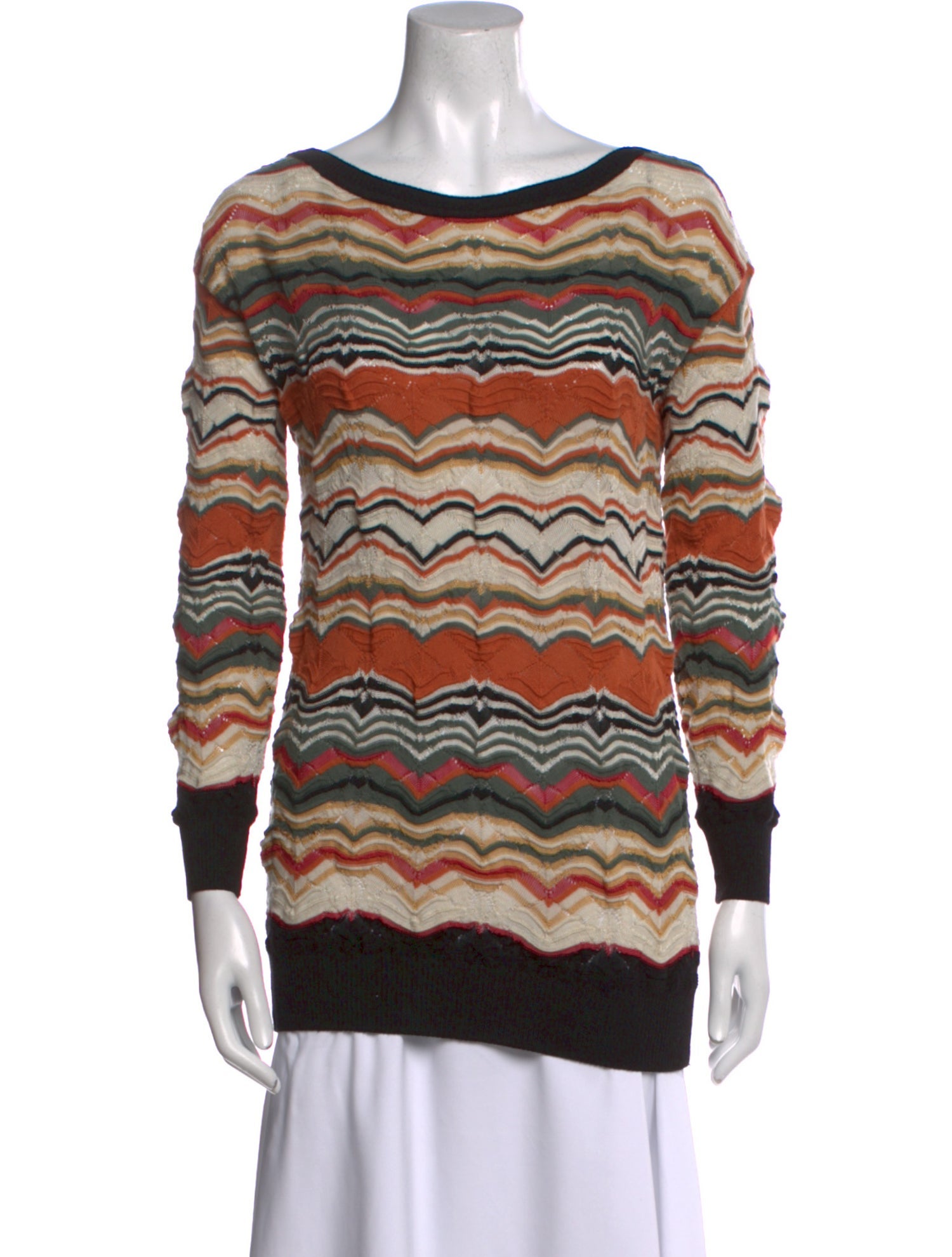 M Missoni Striped Bateau Neckline Sweatshirt