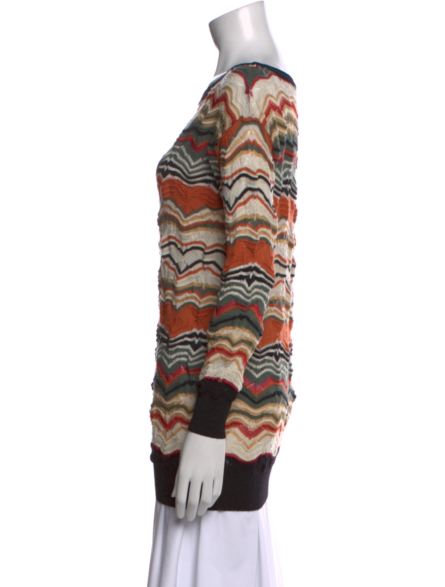 M Missoni Striped Bateau Neckline Sweatshirt