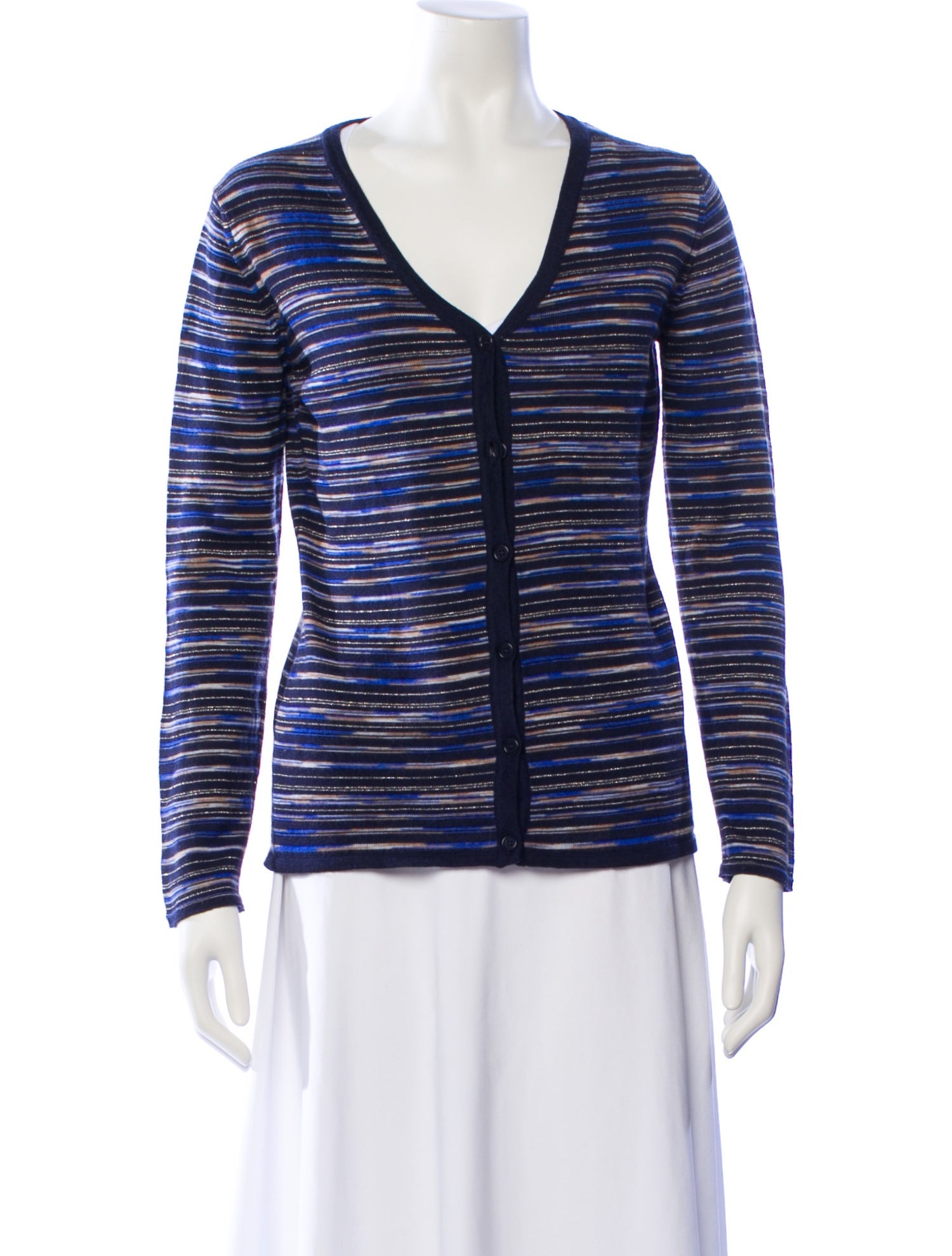 M Missoni Striped V-Neck Sweater