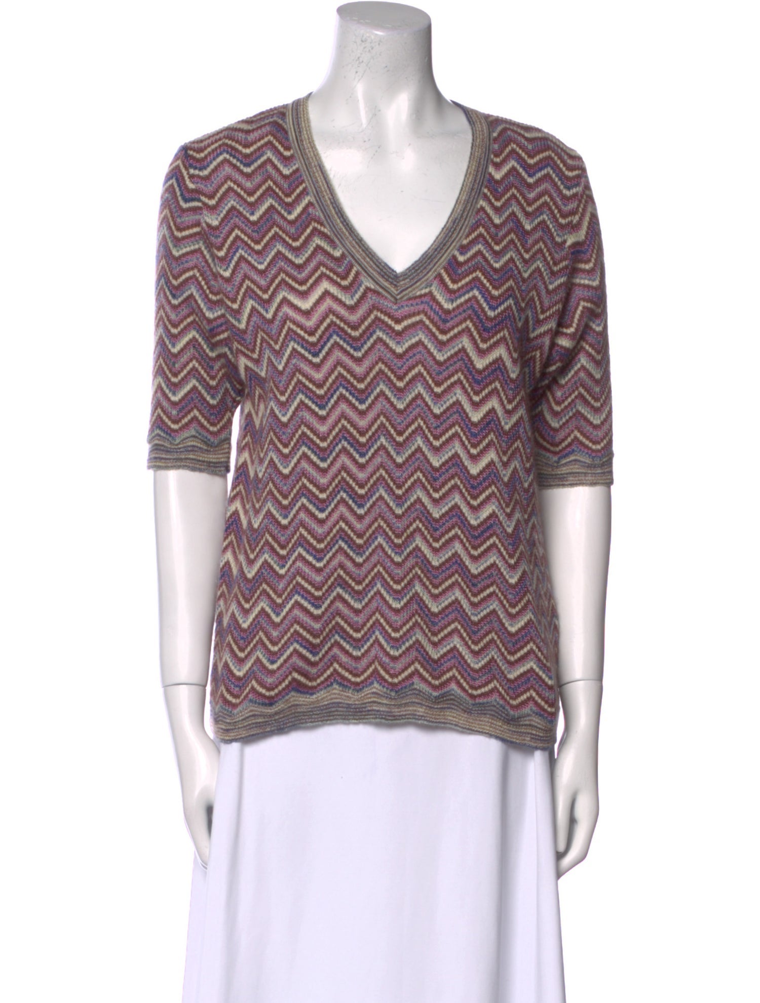 M Missoni Printed V-Neck Sweater