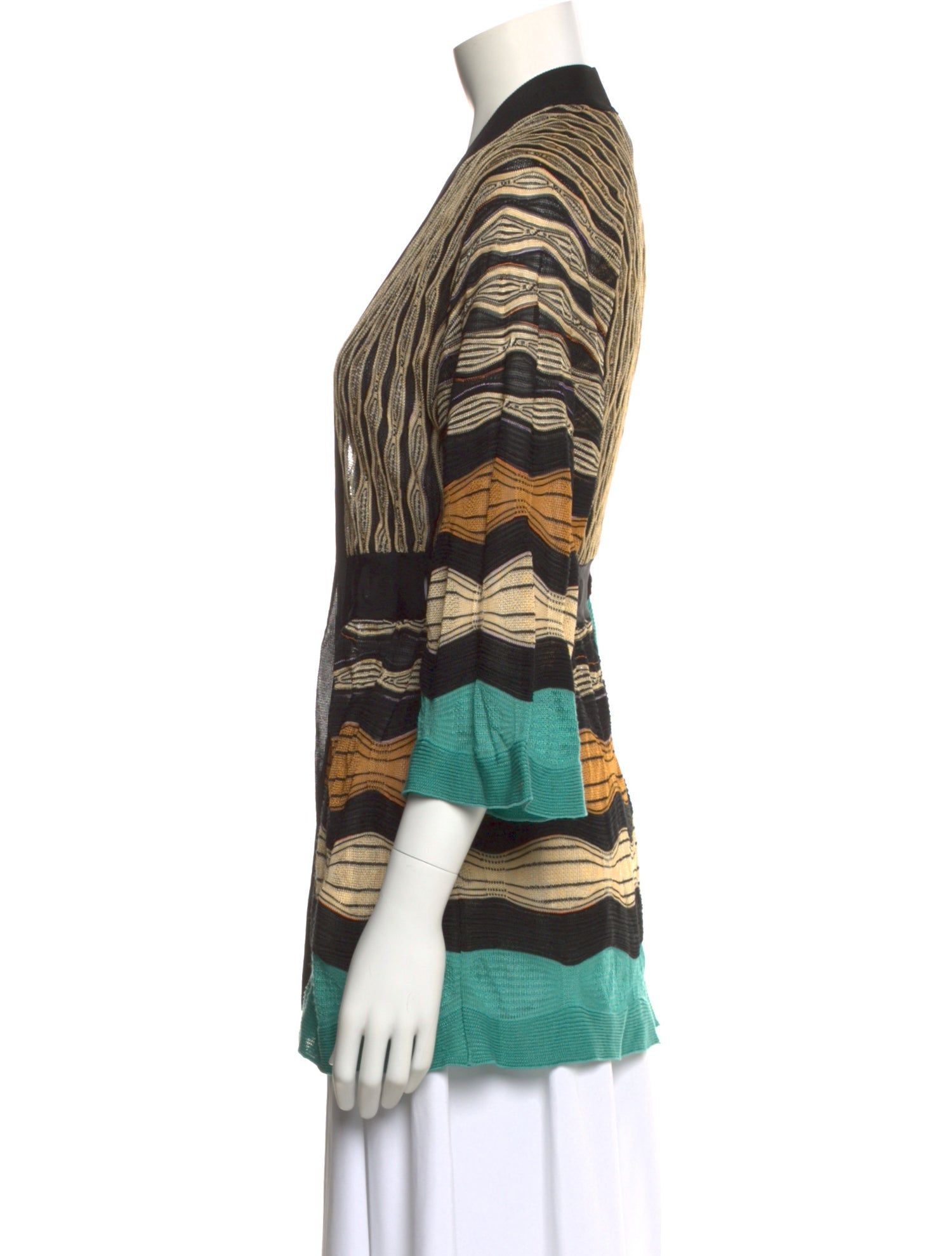 M Missoni Striped Open Front Sweater