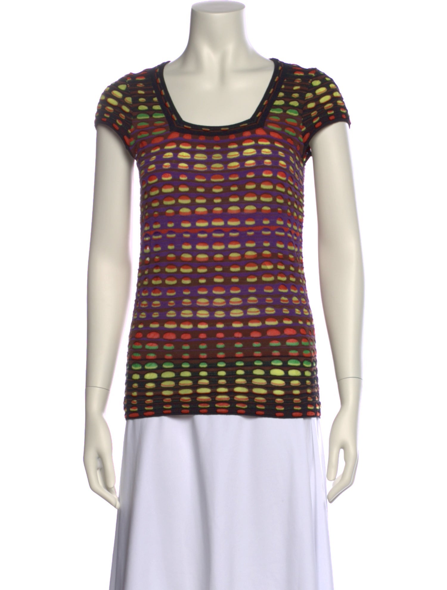 M Missoni Printed Square Neckline Top