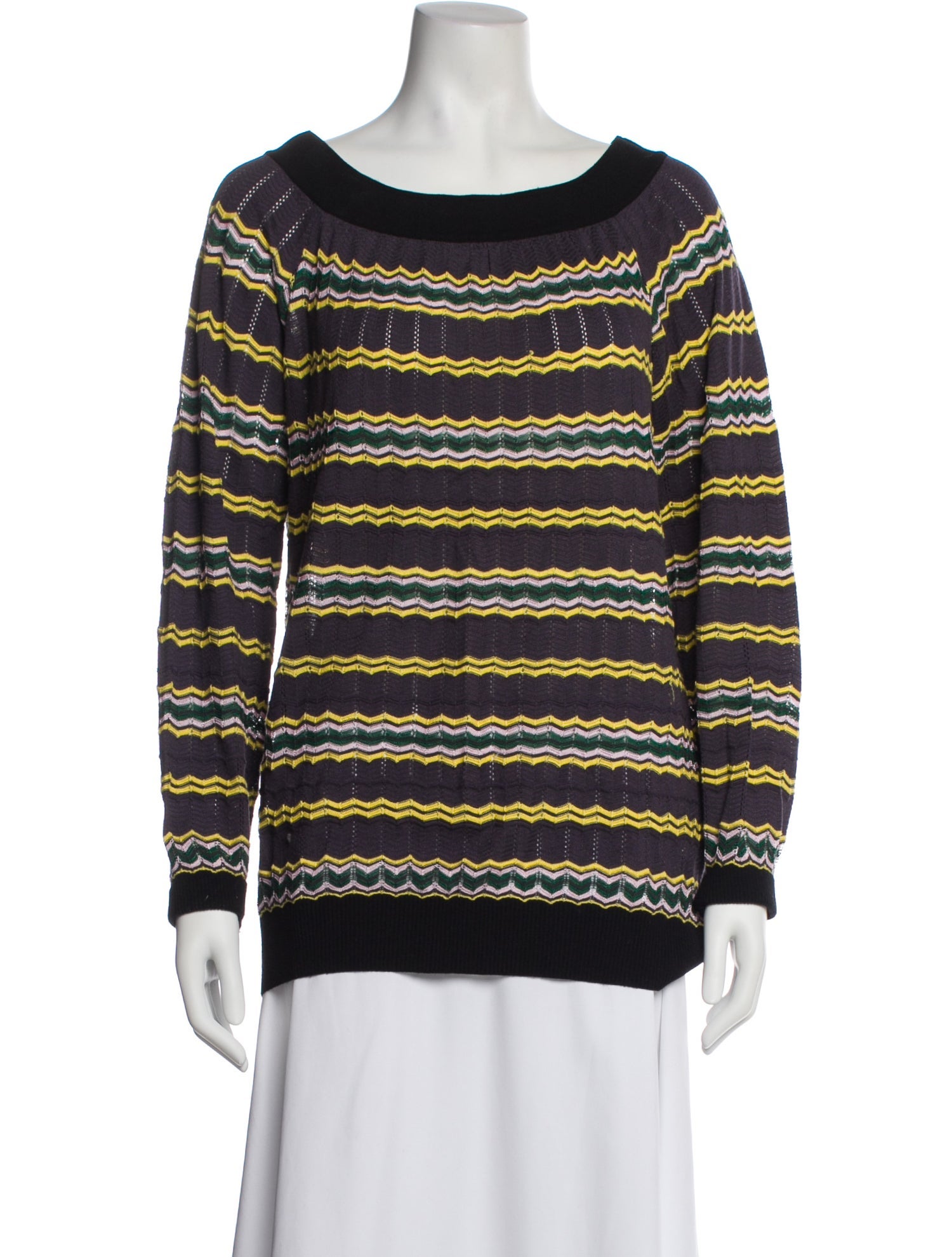 M Missoni Striped Bateau Neckline Sweatshirt