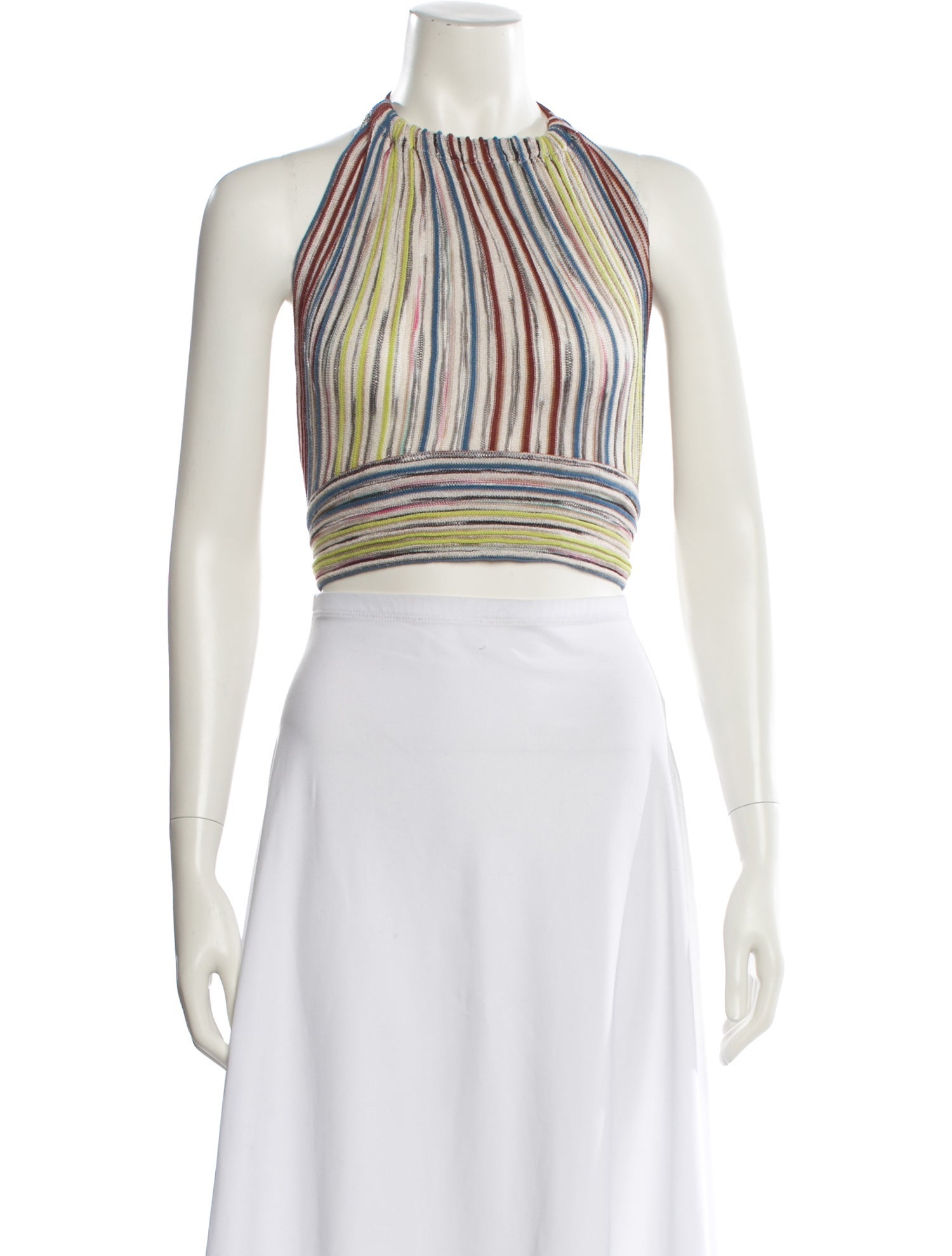 M Missoni Striped Crew Neck Crop Top