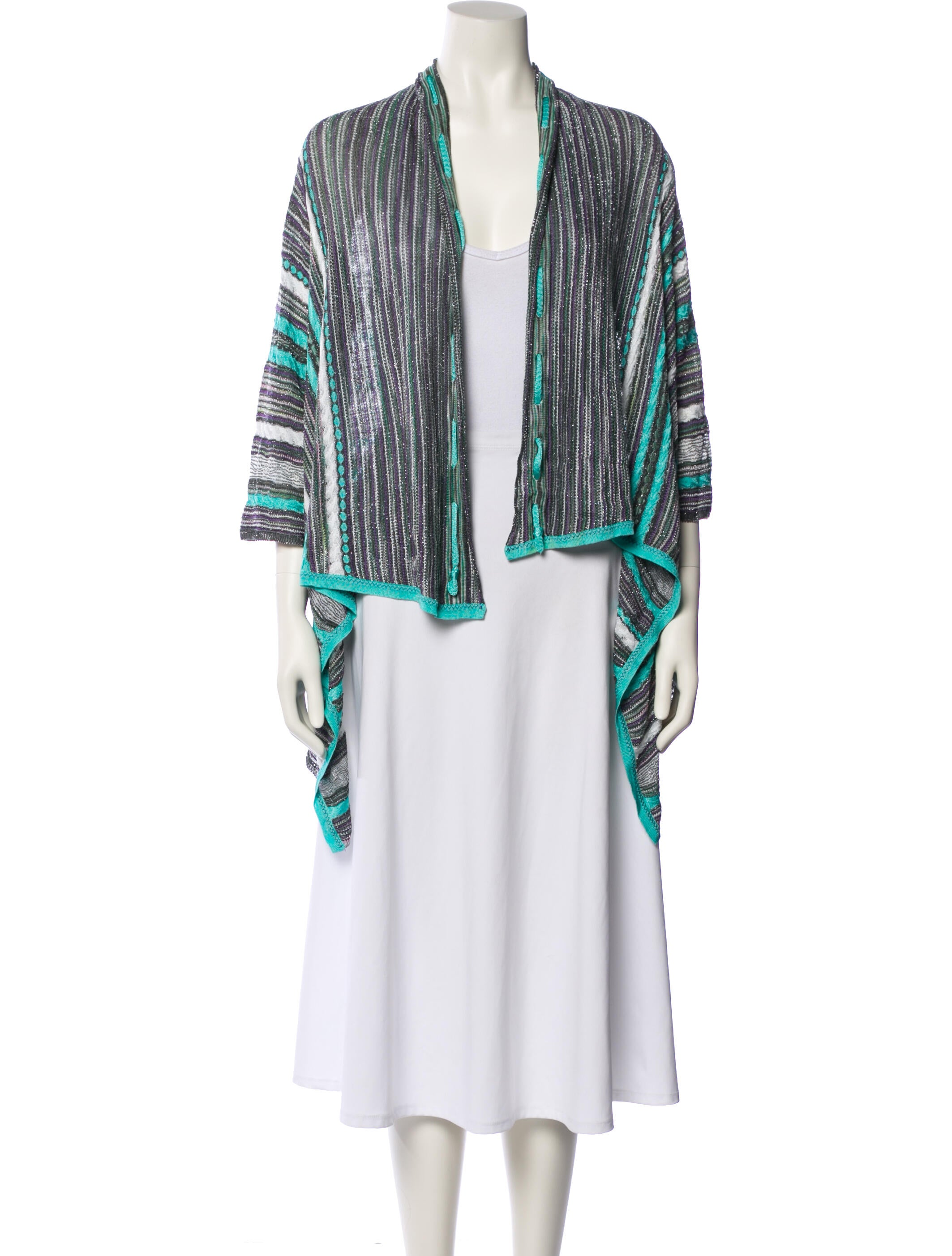 M Missoni Striped Open Front Sweater