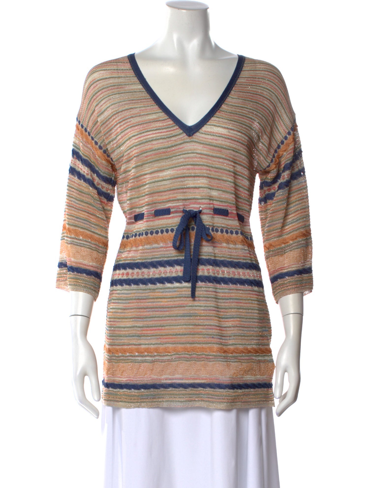 M Missoni Striped V-Neck Sweater