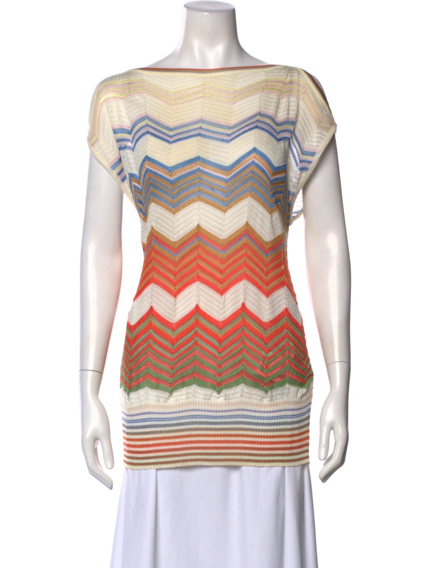 M Missoni Striped Bateau Neckline Top