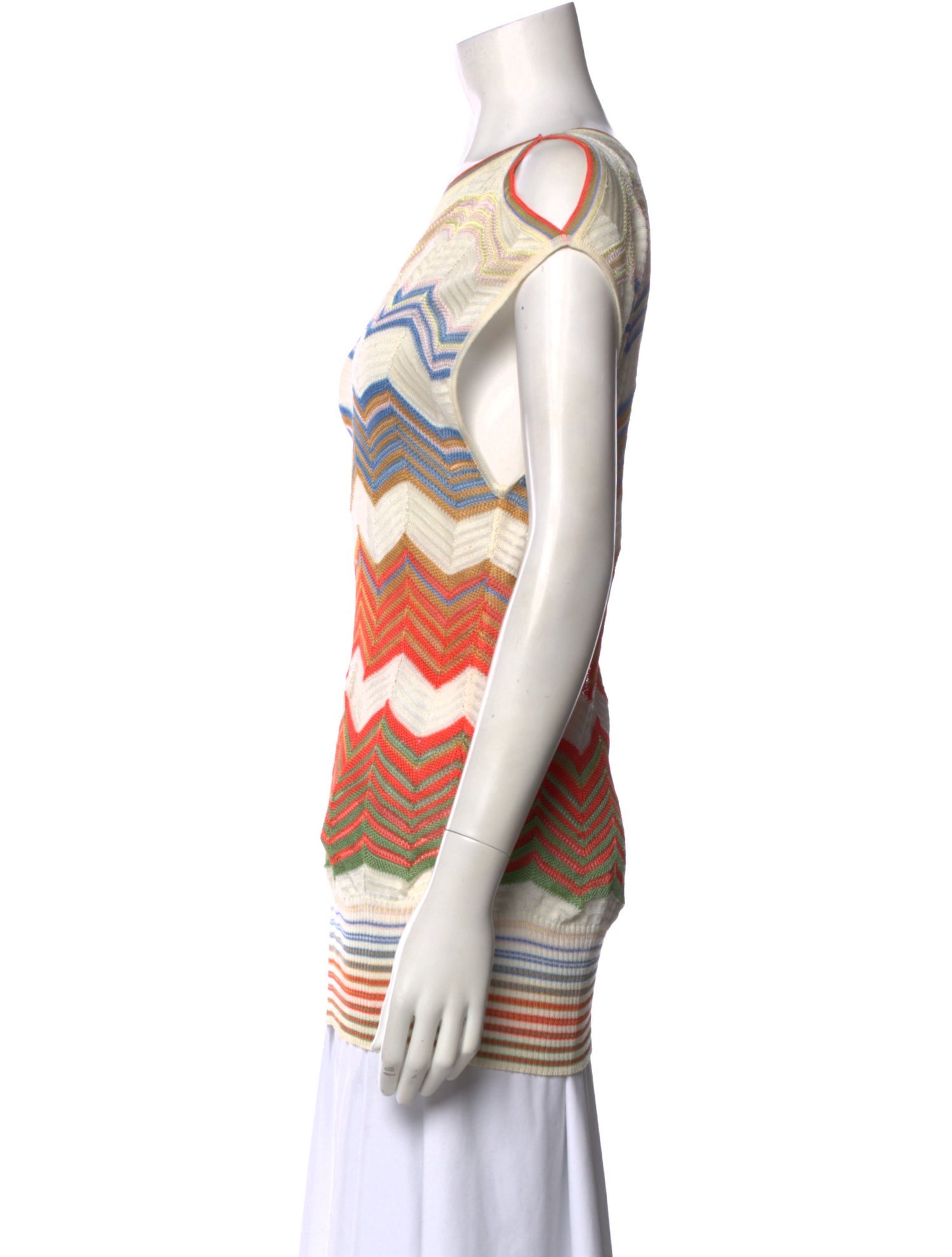 M Missoni Striped Bateau Neckline Top
