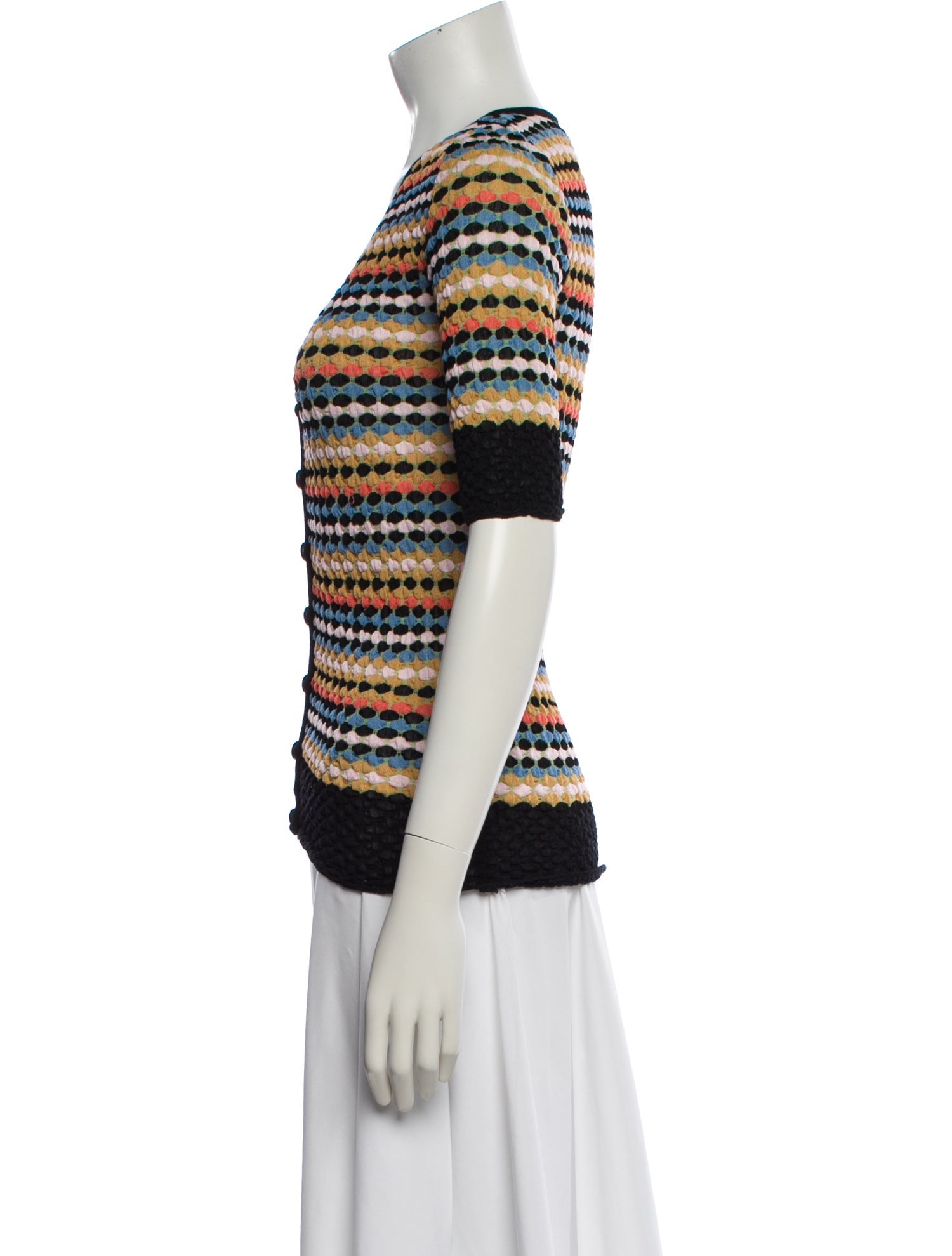 M Missoni Striped V-Neck Button-Up Top