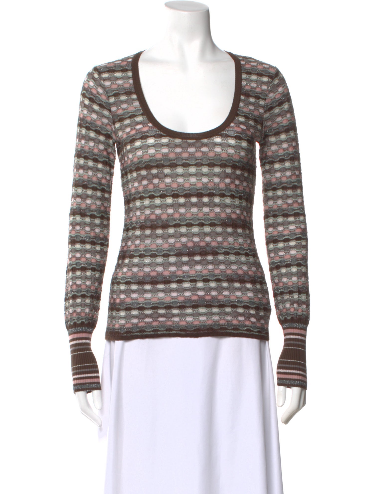 M Missoni Patterned Scoop Neck Top