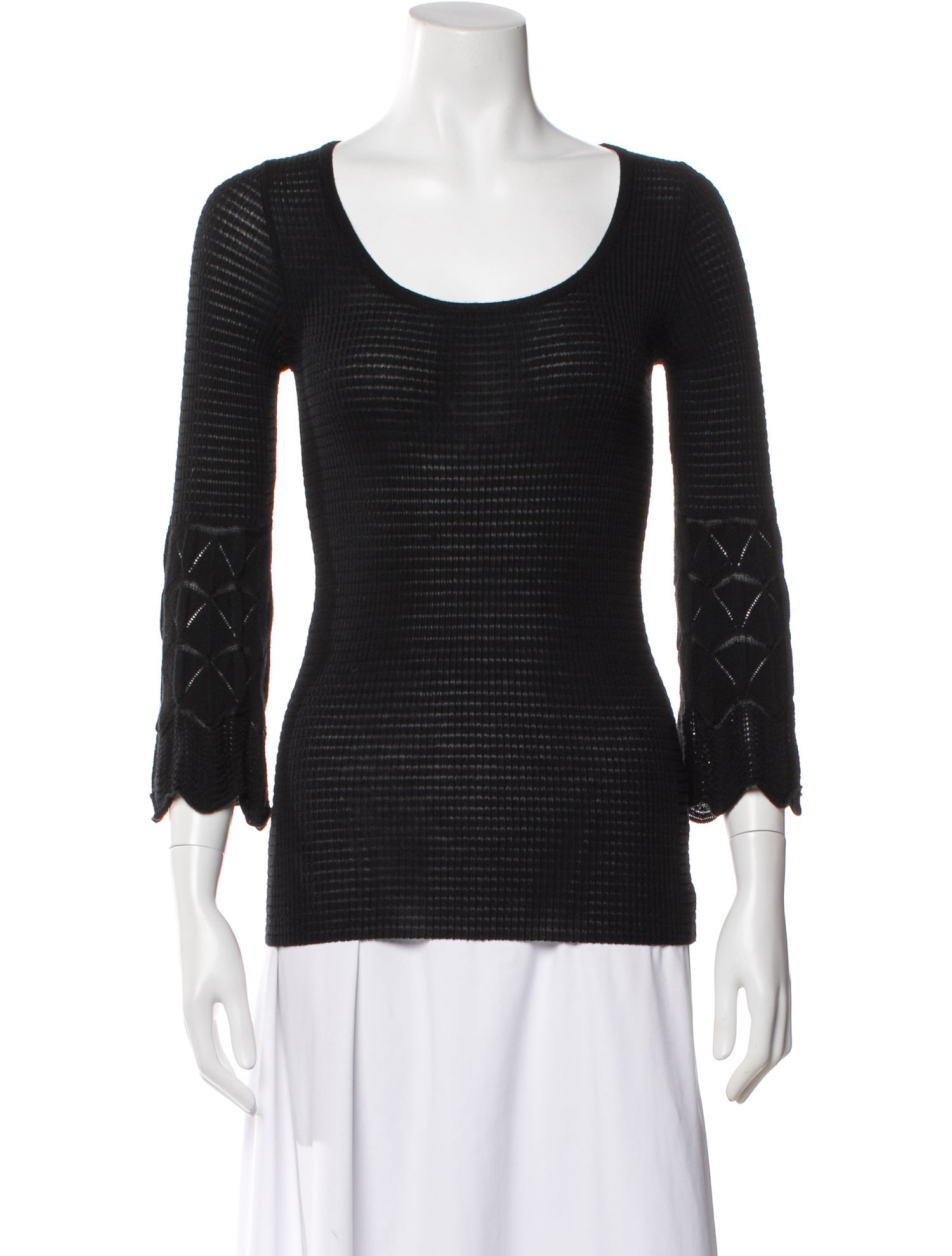 M Missoni Scoop Neck Three-Quarter Sleeve Top