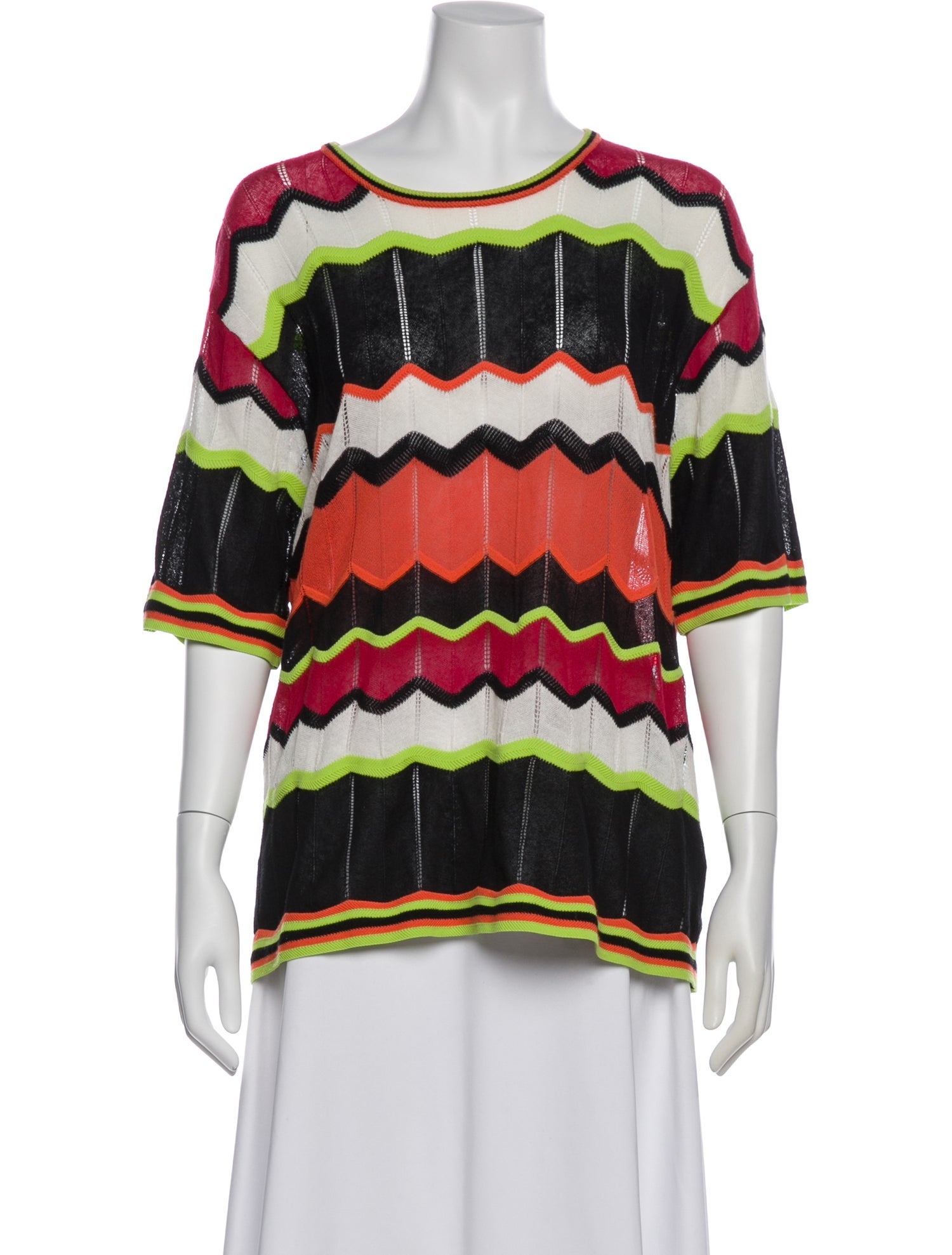 M Missoni Striped Crew Neck Top
