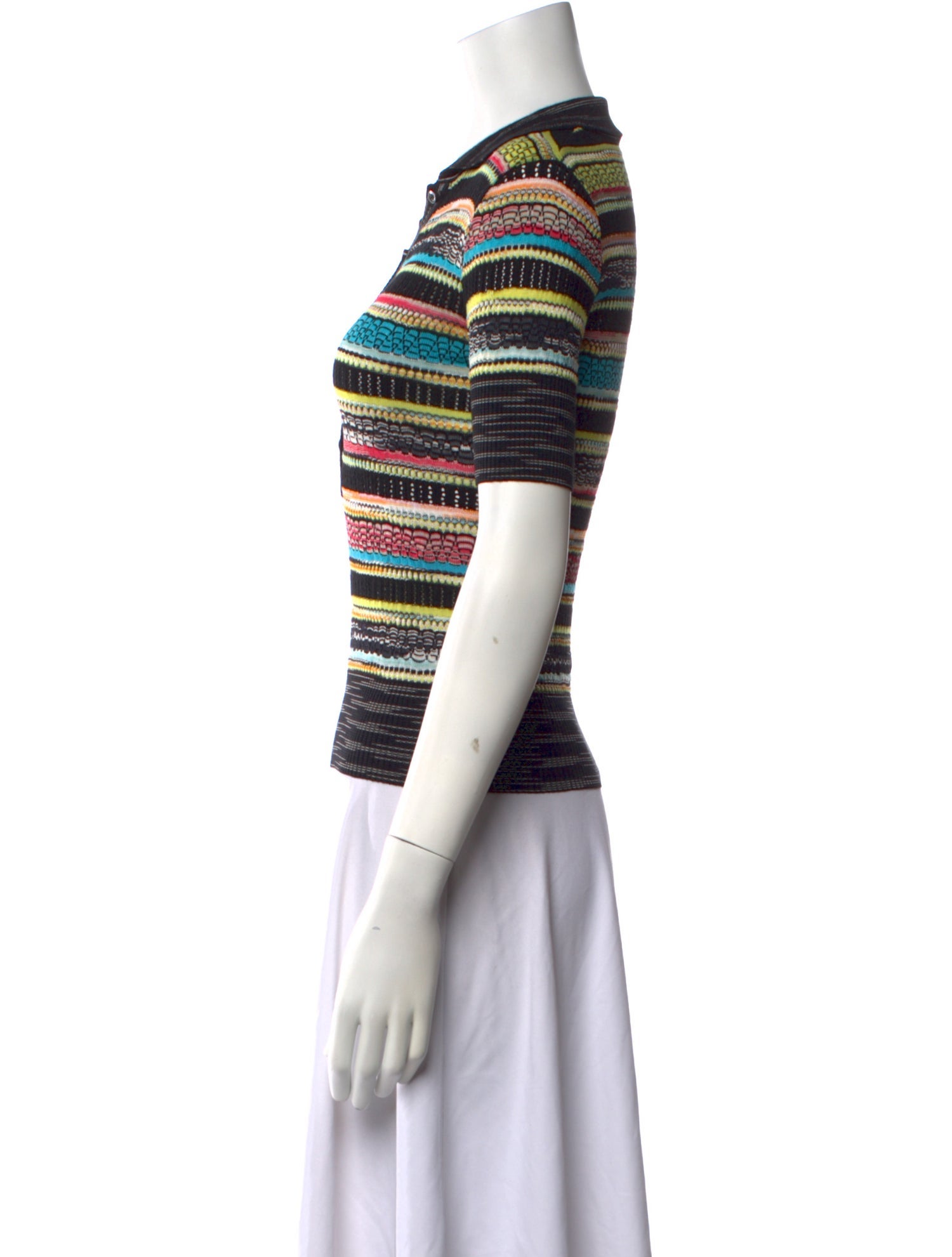 Anine Bing Graphic Print Mock Neck Crop Top - Grey Tops, Clothing