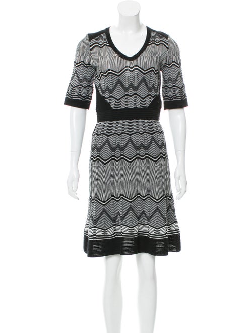 M Missoni Chevron Striped Knit Dress Black