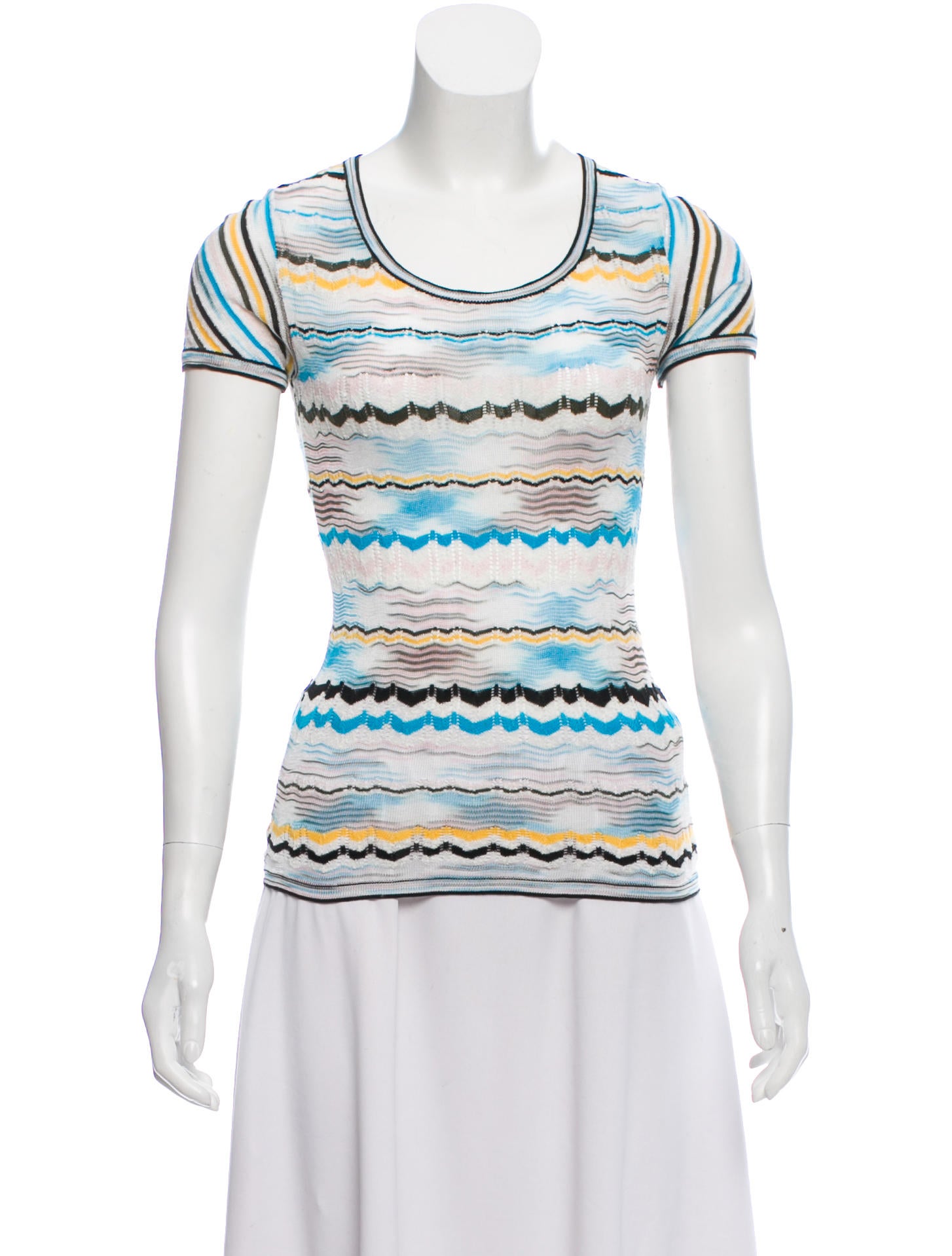 M Missoni Knit Short Sleeve Top Clothing WM451818 The RealReal