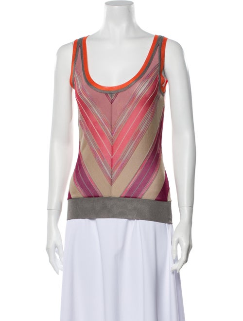 M Missoni Striped Scoop Neck Top Orange