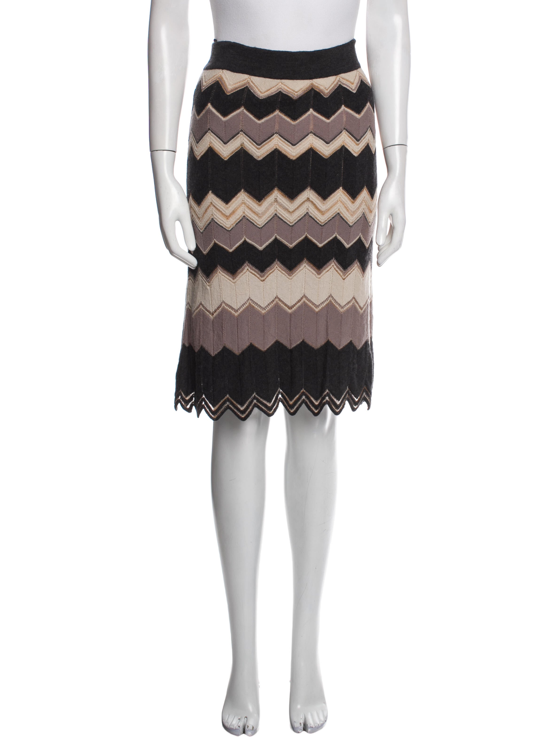12261 Grey Check Knee Length Skirt