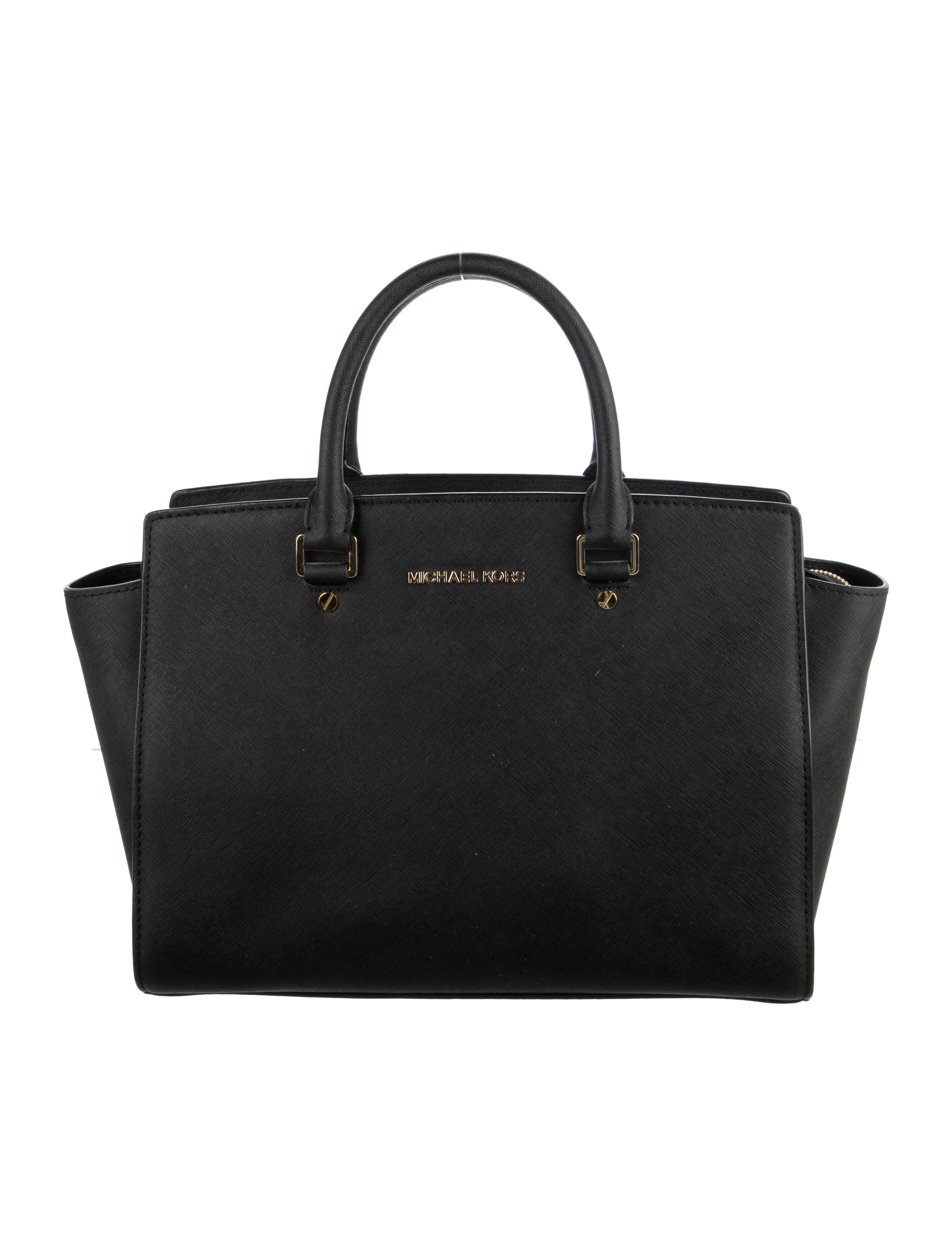 Michael Michael Kors Saffiano Leather Handle Bag Black Handle Bags