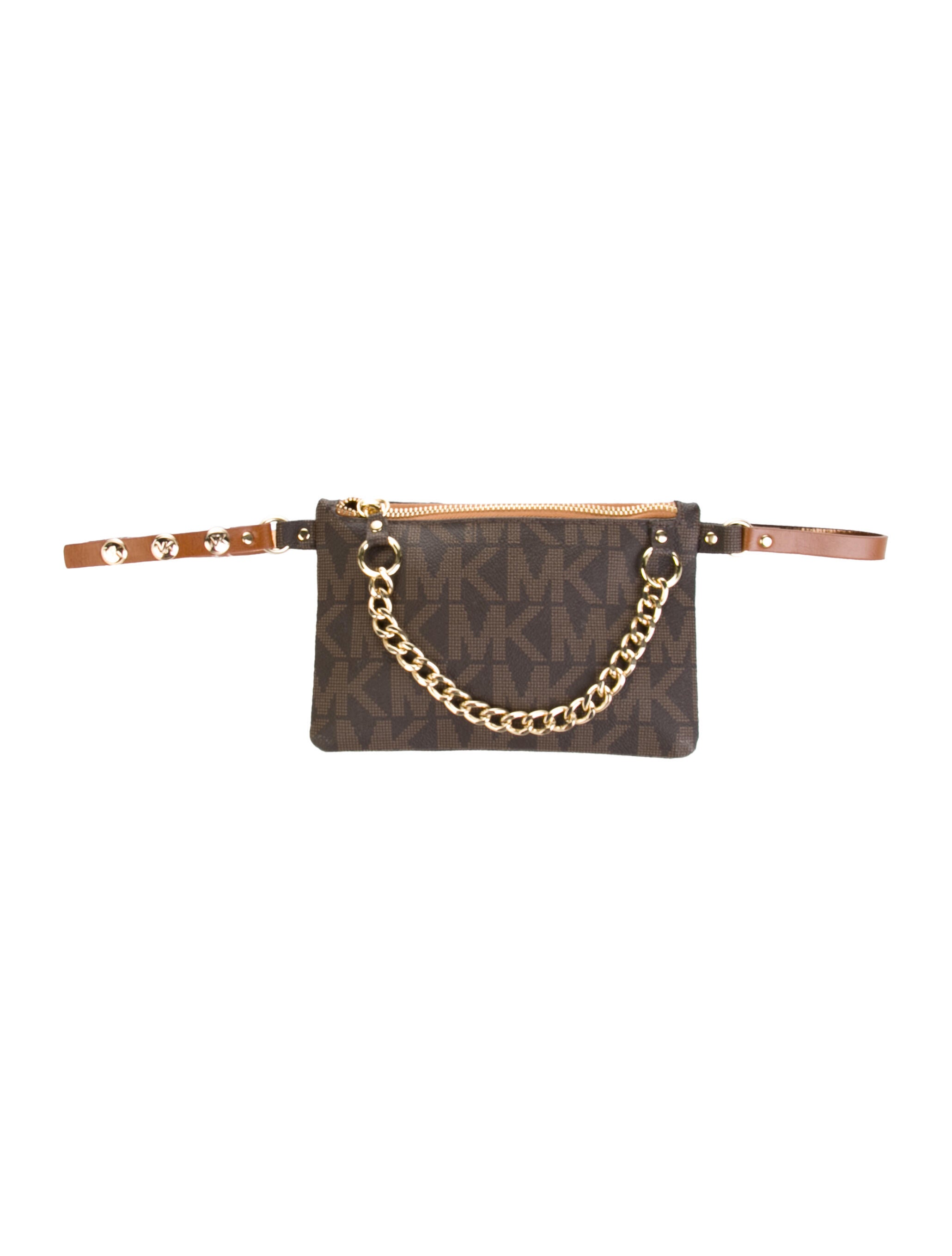 Michael Michael Kors Coated Canvas Monogram Belt Bag Brown Waist Bags