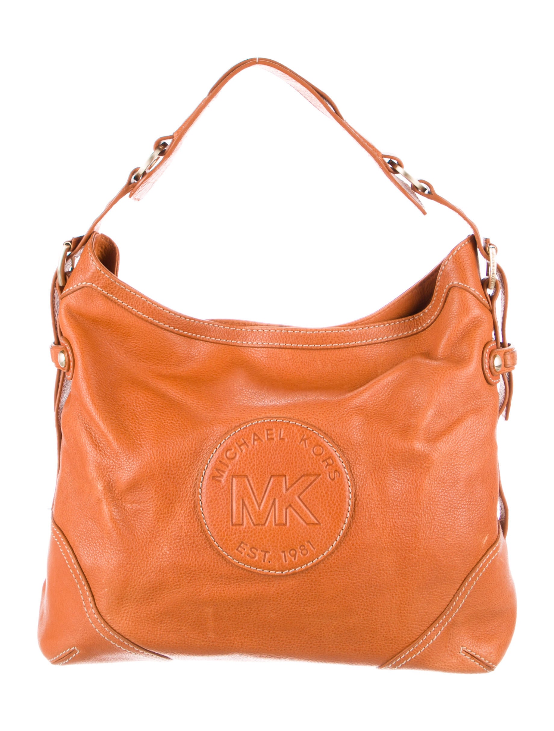 Michael Michael Kors Leather Shoulder Bag Orange Shoulder Bags