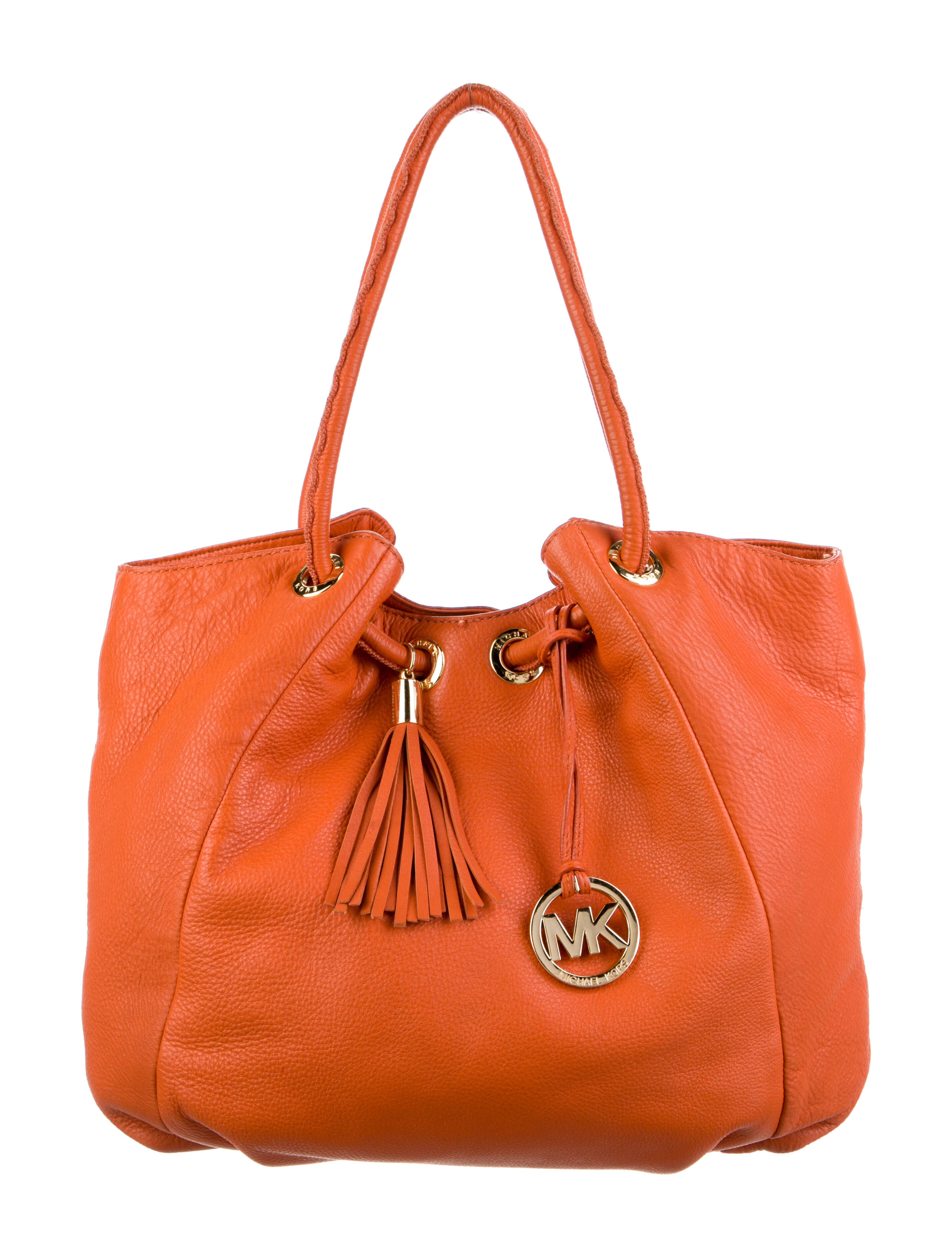 Michael Michael Kors Leather Tasseled Hobo Orange Hobos, Handbags