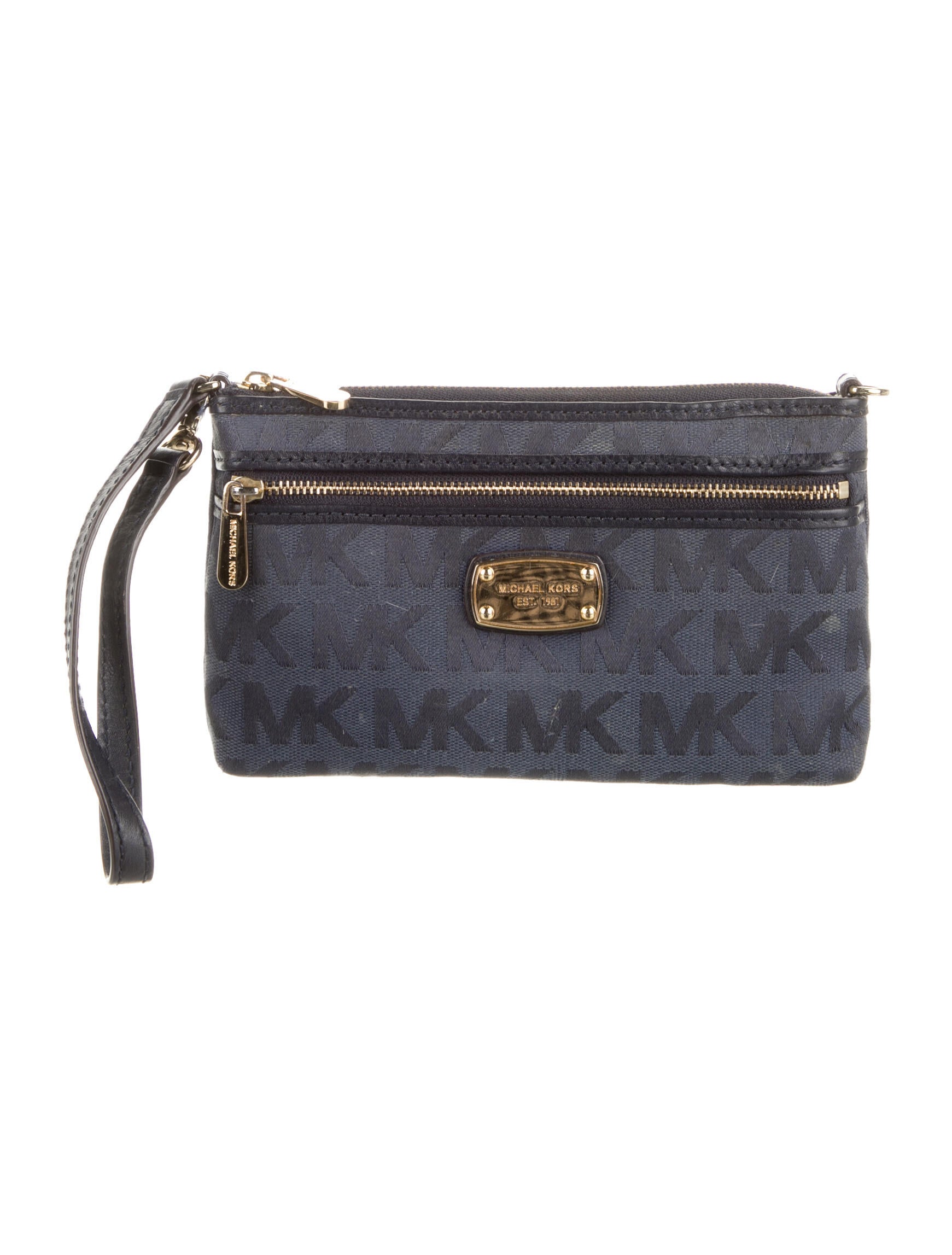 Michael Michael Kors Monogram LeatherTrimmed Wristlet Brown Clutches, Handbags WM5144759