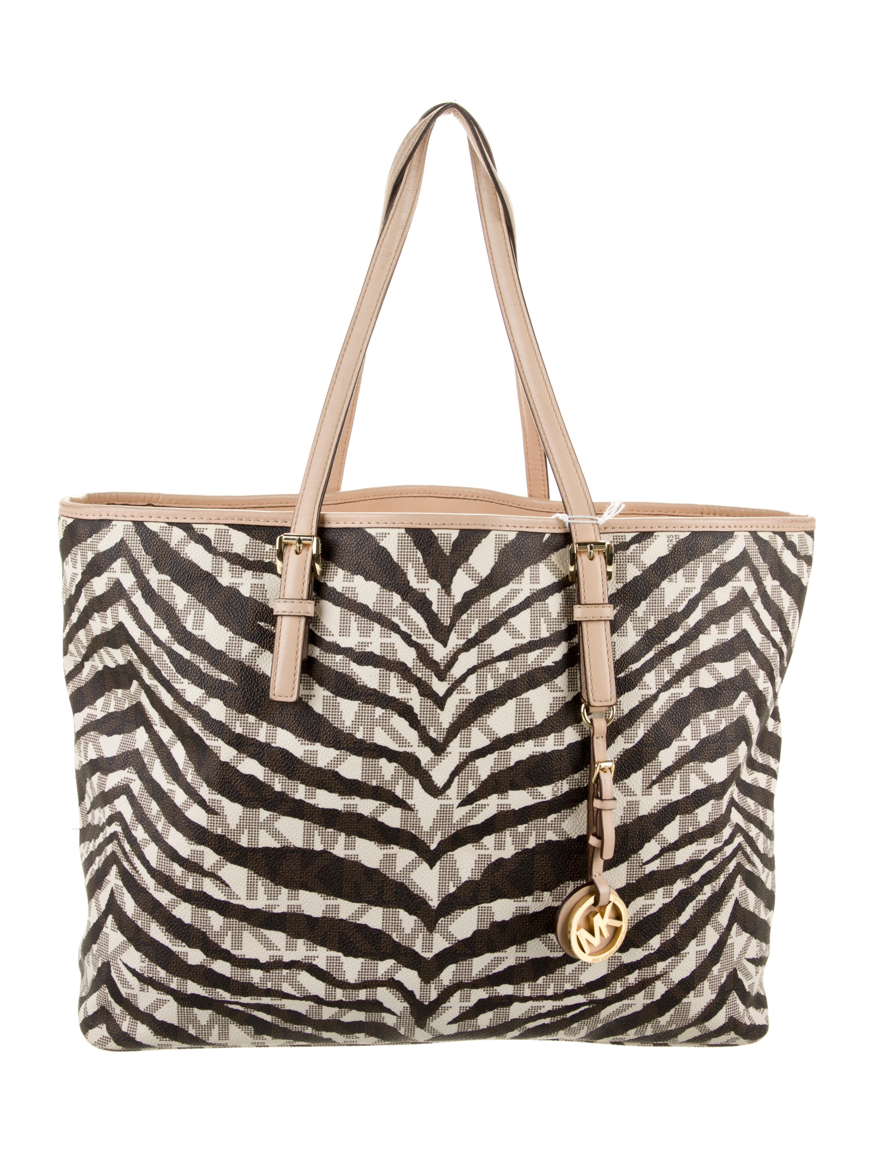 Michael Michael Kors Coated Canvas Leather Trimmed Tote Brown Totes